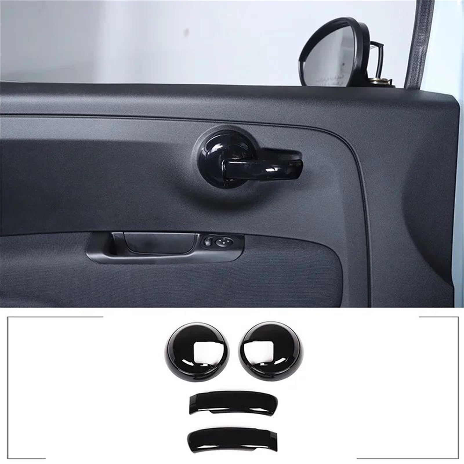 Interieur Dekor Für Fiat 500 2010-2023 ABS Carbon Fiber Texture Schwarz Innen Tür Griff Trim Abdeckung Aufkleber Auto Interieur TüRverkleidungen Dekor(Schwarz) von QFJFBGGH