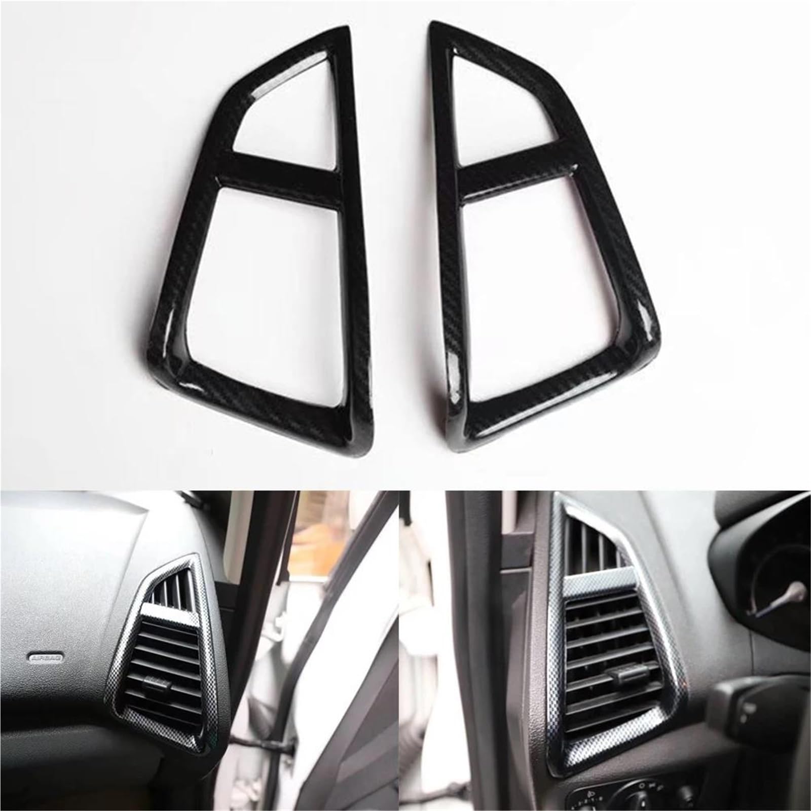 Interieur Dekor Für Ford Für Ecosport 2013-2017 Auto-Armaturenbrett Seitenluftauslass-Entlüftungsrahmen Trim Styling Innenleisten Interieur TüRverkleidungen Dekor(Carbon Pattern) von QFJFBGGH