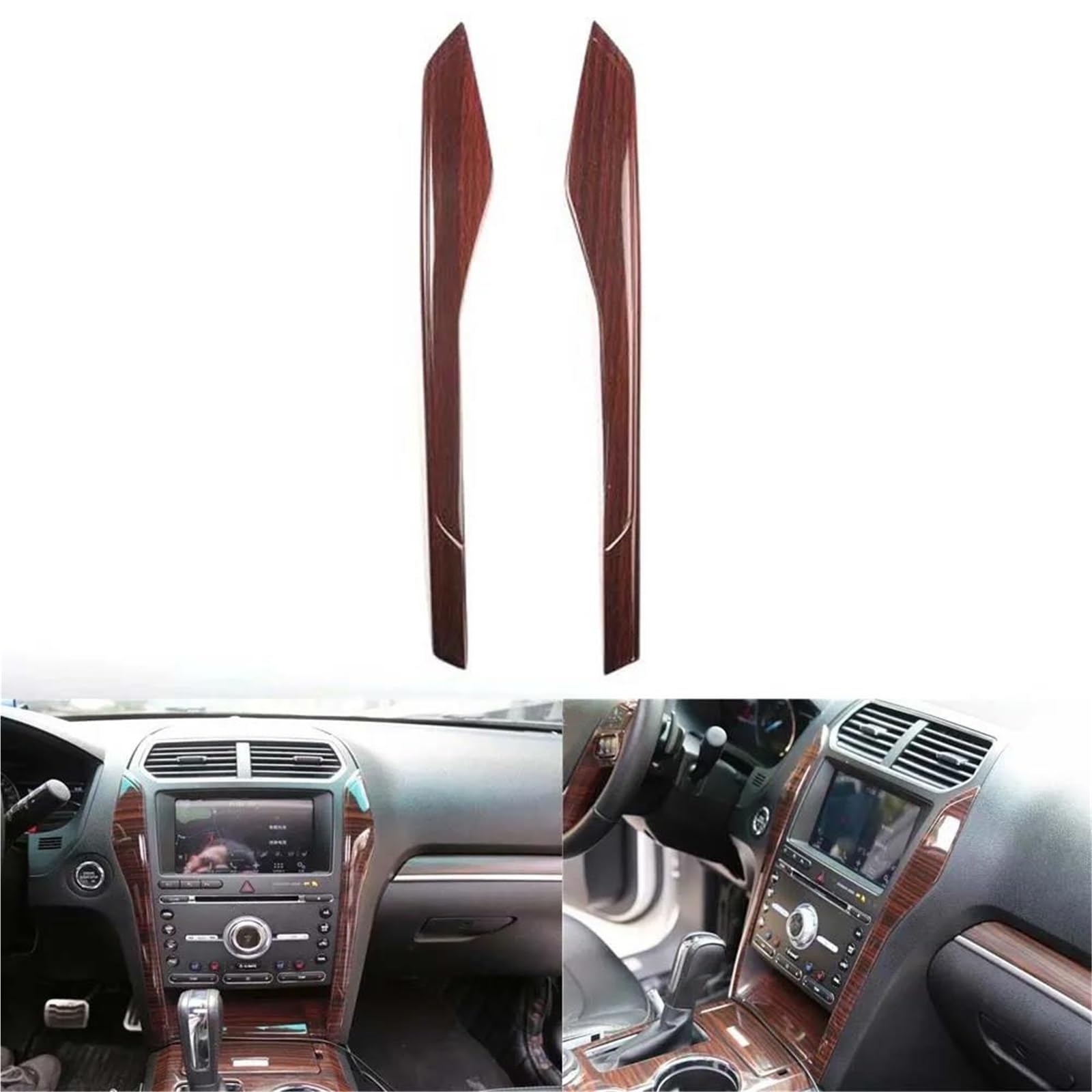 Interieur Dekor Für Ford Für Explorer 2016-2018 Auto Armaturenbrett Mittelkonsole Dekoration Streifen Trim Innen 2Pcs Interieur TüRverkleidungen Dekor(Wood Color) von QFJFBGGH