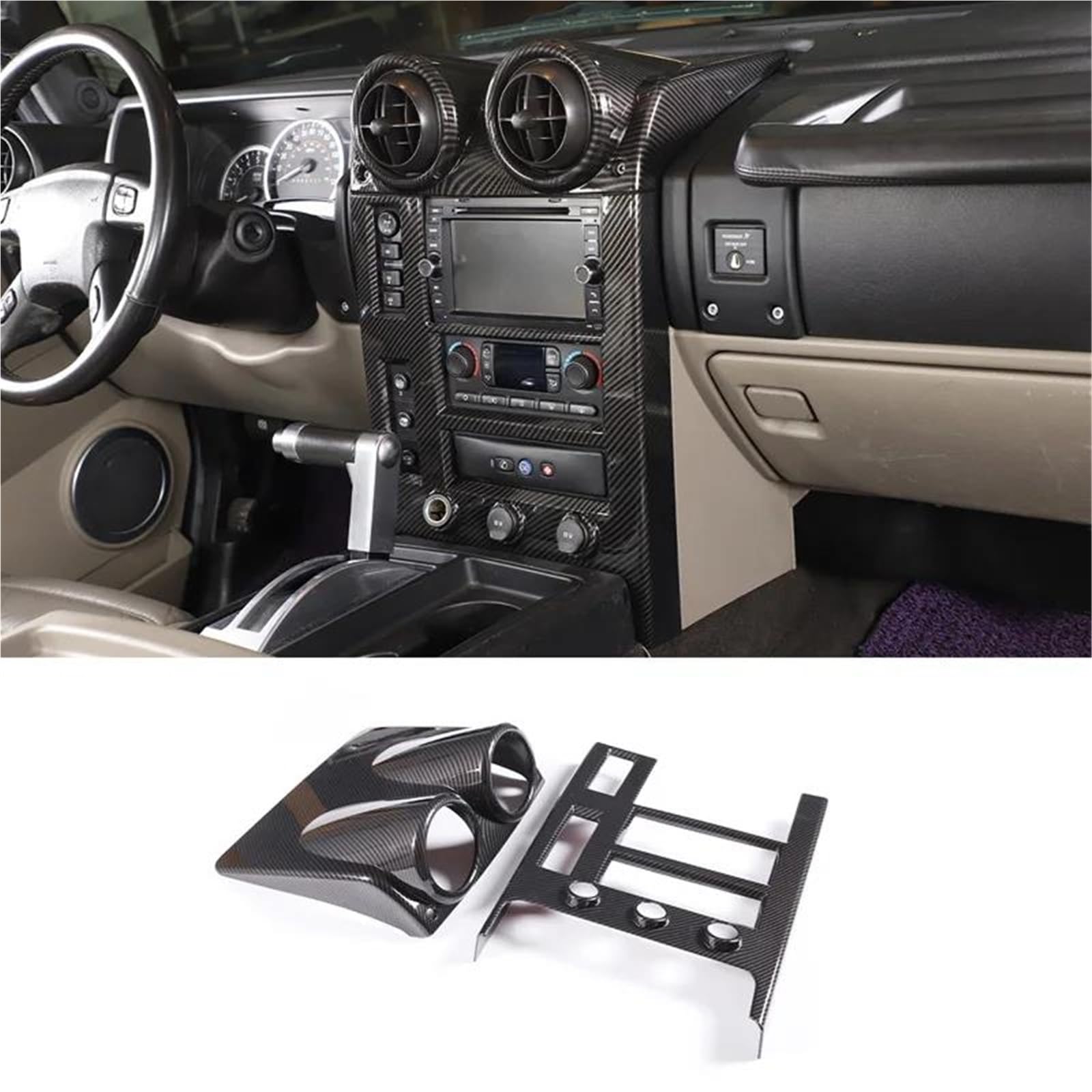 Interieur Dekor Für Hummer Für H2 2003-2007 Center Control Panel Dekorative Rahmen Auto Interior Styling Dekorative ABS Interieur TüRverkleidungen Dekor(Carbon pattern) von QFJFBGGH