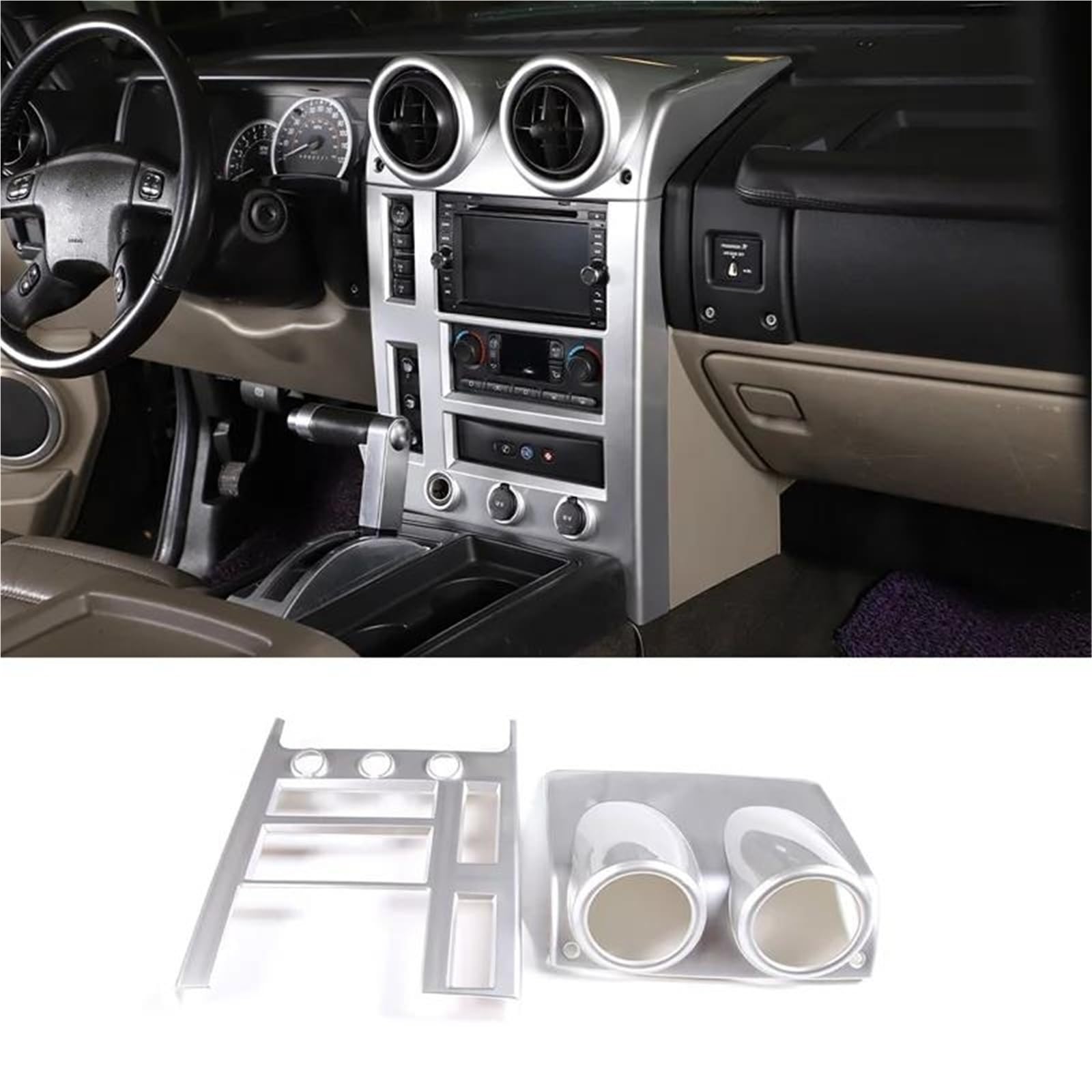 Interieur Dekor Für Hummer Für H2 2003-2007 Center Control Panel Dekorative Rahmen Auto Interior Styling Dekorative ABS Interieur TüRverkleidungen Dekor(Silber) von QFJFBGGH