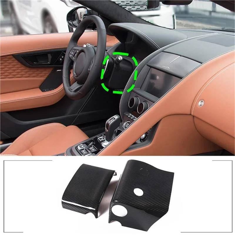 Interieur Dekor Für Jaguar Für F-TYPE 2013-2024 Carbon Fiber Auto Lenkrad Lenksäule Schutzhülle Trim Interieur TüRverkleidungen Dekor von QFJFBGGH