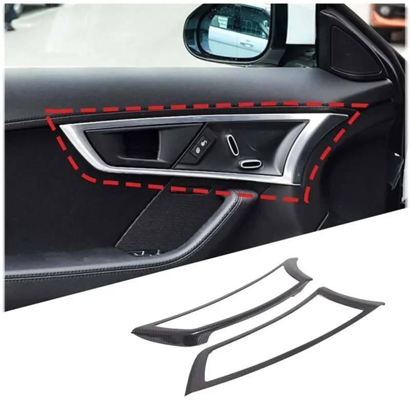 Interieur Dekor Für Jaguar Für F-Tpye 2013-2024 Auto-Innentürgriff Dekorativer Rahmenaufkleber Kohlefaser-Innenraum 2St Interieur TüRverkleidungen Dekor von QFJFBGGH