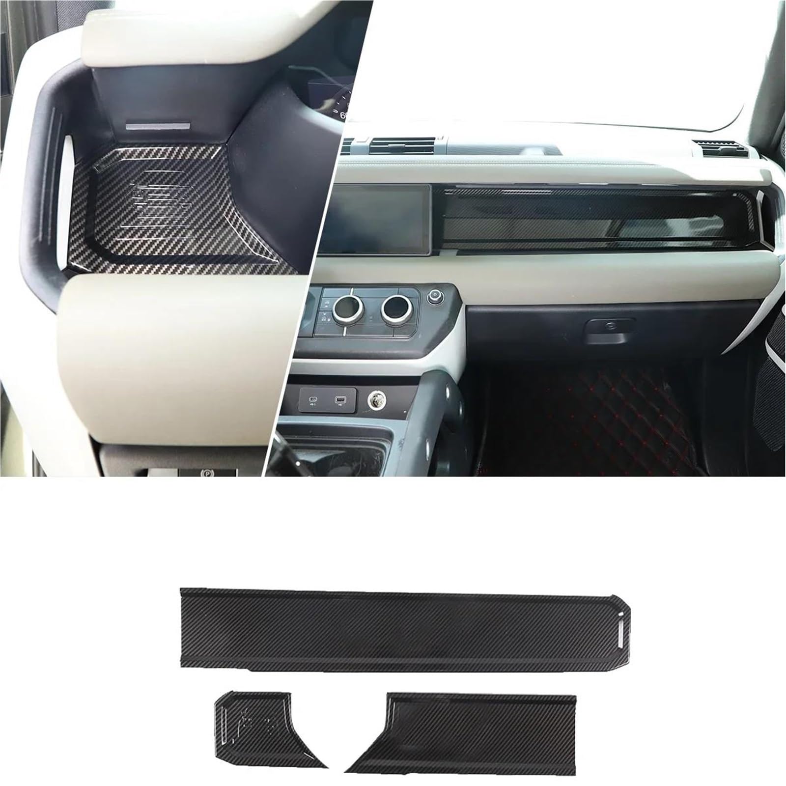 Interieur Dekor Für Land Für Rover Für Defender 110 90 130 2020-2024 ABS Mattschwarz Armaturenbrett Panel Abdeckung Trim Aufkleber Interieur TüRverkleidungen Dekor(Stil a) von QFJFBGGH