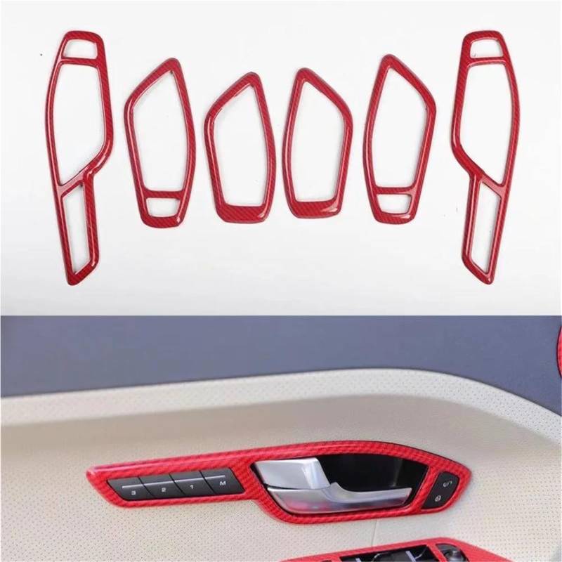 Interieur Dekor Für Land Für Rover Für Range Für Rover Für Evoque 2012-2018 RHD Auto Innentürgriff Rahmenverkleidung ABS Interieur TüRverkleidungen Dekor(Carbon Red) von QFJFBGGH