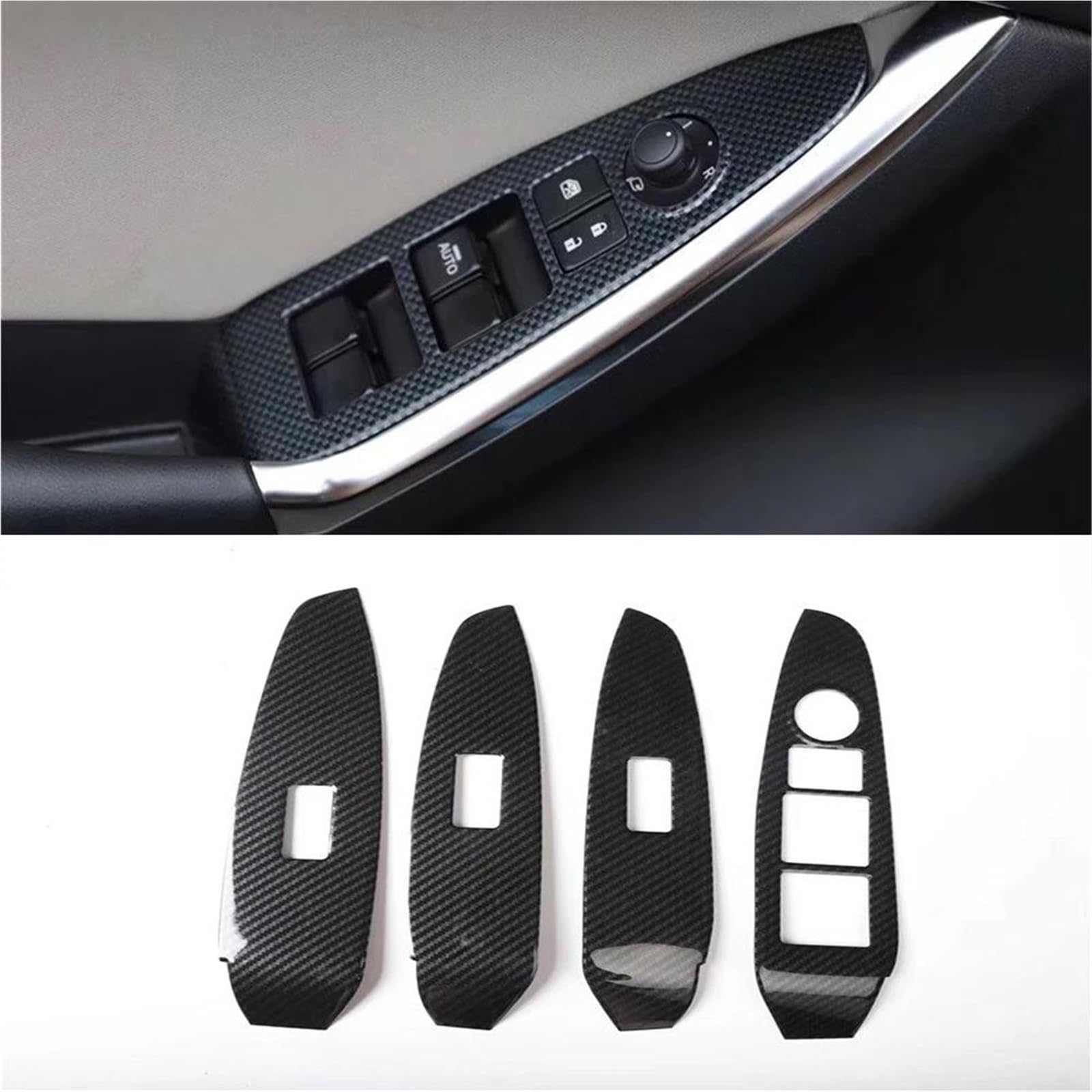 Interieur Dekor Für Mazda Für CX-5 2013-2015 LHD Autotür Armlehne Fensterheber Schalter Abdeckung Trim Innen ABS Auto Styling Interieur TüRverkleidungen Dekor(Carbon Pattern) von QFJFBGGH