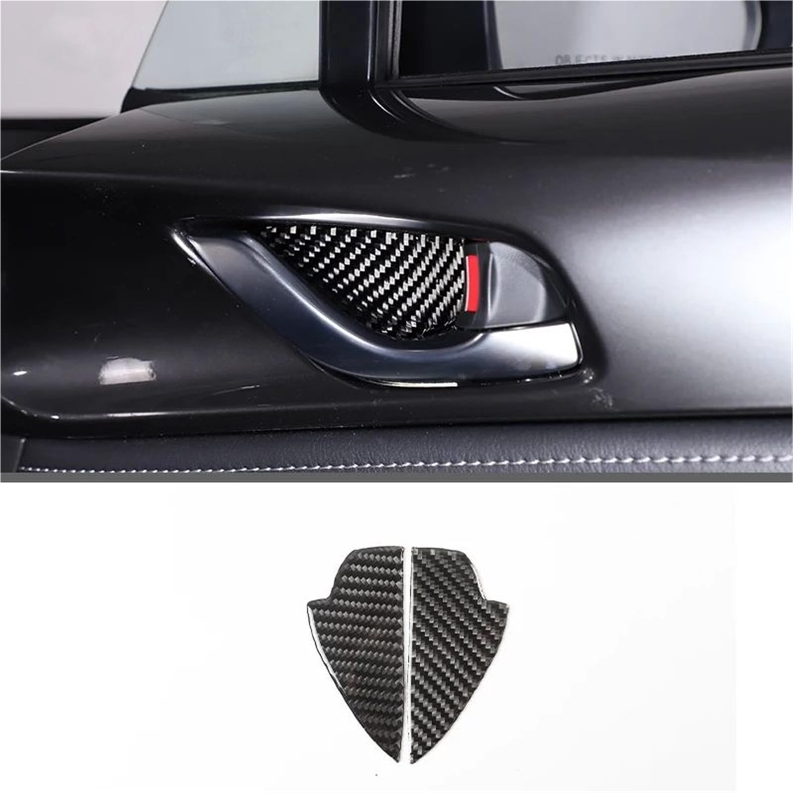 Interieur Dekor Für Mazda Für MX-5 2016-2023 Weiche Carbon Faser Getriebe Shift Rahmen Fenster Lift Griff Schüssel Abdeckung Trim Interieur TüRverkleidungen Dekor(Carbon Texture 10) von QFJFBGGH