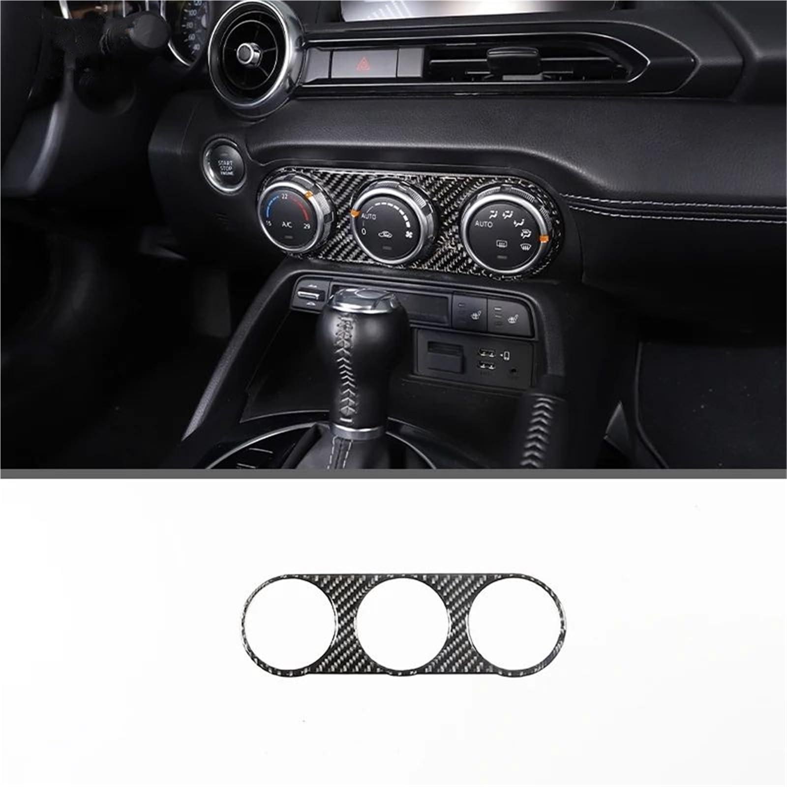 Interieur Dekor Für Mazda Für MX-5 2016-2023 Weiche Carbon Faser Getriebe Shift Rahmen Fenster Lift Griff Schüssel Abdeckung Trim Interieur TüRverkleidungen Dekor(Carbon Texture 13) von QFJFBGGH