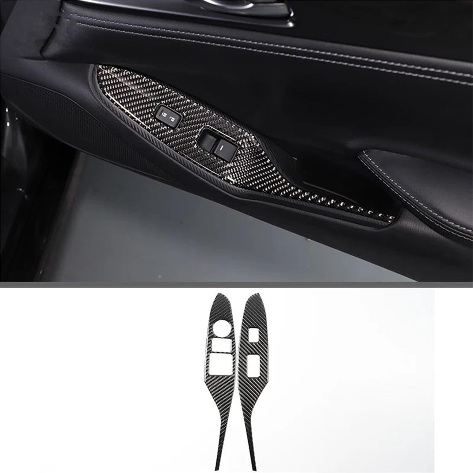Interieur Dekor Für Mazda Für MX-5 2016-2023 Weiche Carbon Faser Getriebe Shift Rahmen Fenster Lift Griff Schüssel Abdeckung Trim Interieur TüRverkleidungen Dekor(Carbon Texture 24) von QFJFBGGH