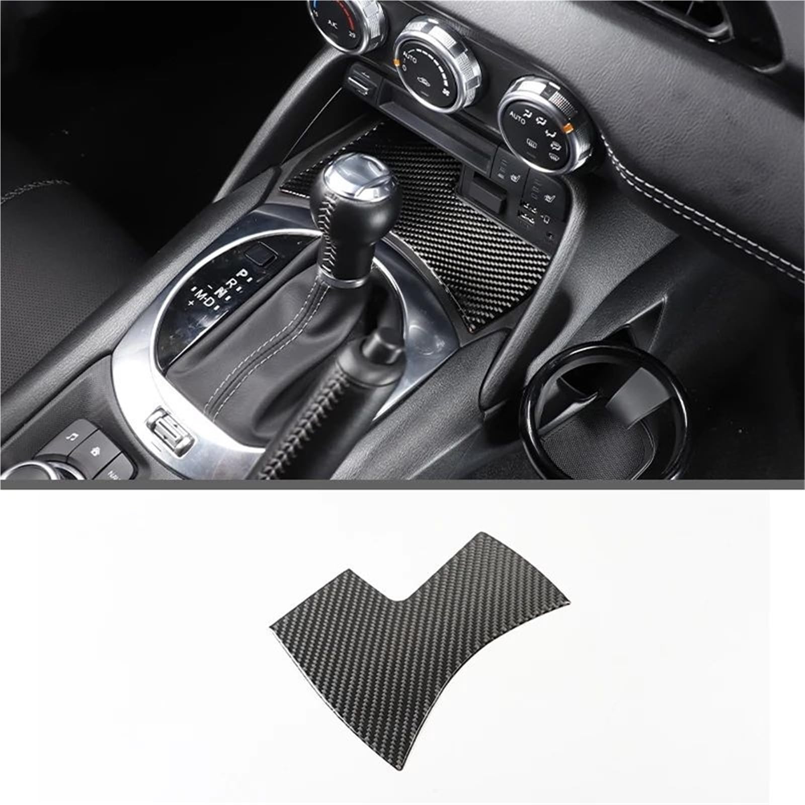 Interieur Dekor Für Mazda Für MX-5 2016-2023 Weiche Carbon Faser Getriebe Shift Rahmen Fenster Lift Griff Schüssel Abdeckung Trim Interieur TüRverkleidungen Dekor(Carbon Texture 26) von QFJFBGGH