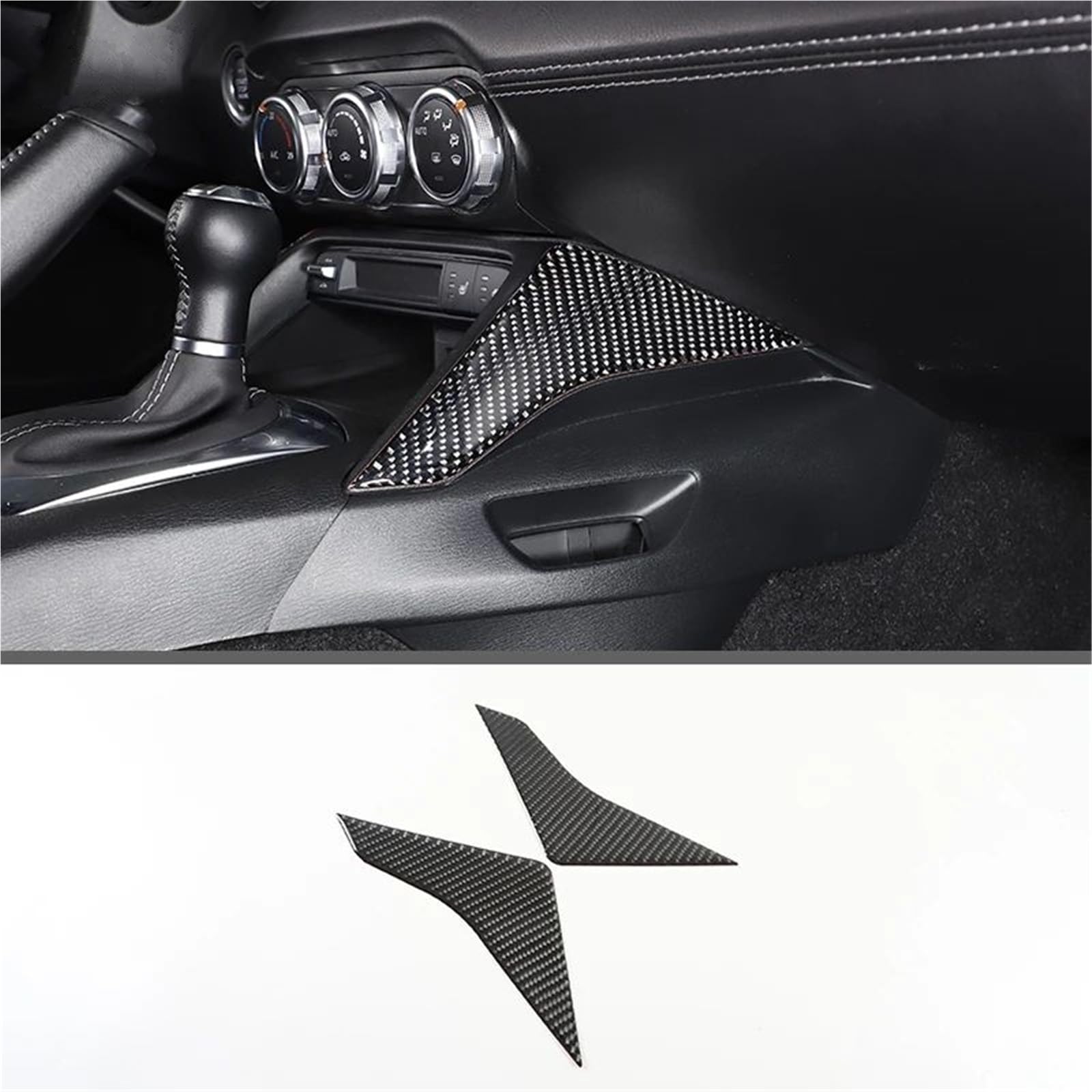 Interieur Dekor Für Mazda Für MX-5 2016-2023 Weiche Carbon Faser Getriebe Shift Rahmen Fenster Lift Griff Schüssel Abdeckung Trim Interieur TüRverkleidungen Dekor(Carbon Texture 27) von QFJFBGGH
