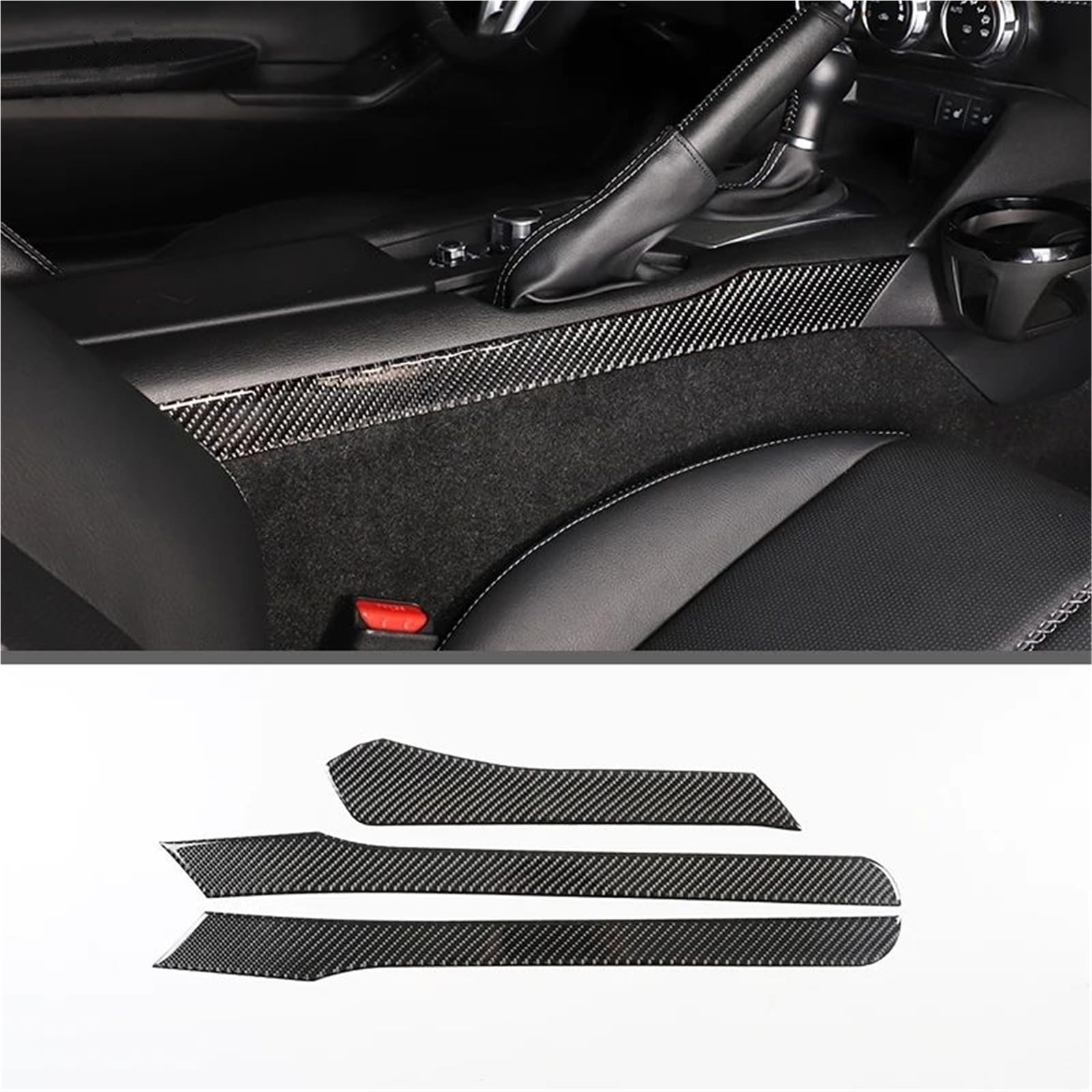 Interieur Dekor Für Mazda Für MX-5 2016-2023 Weiche Carbon Faser Getriebe Shift Rahmen Fenster Lift Griff Schüssel Abdeckung Trim Interieur TüRverkleidungen Dekor(Carbon Texture 30) von QFJFBGGH