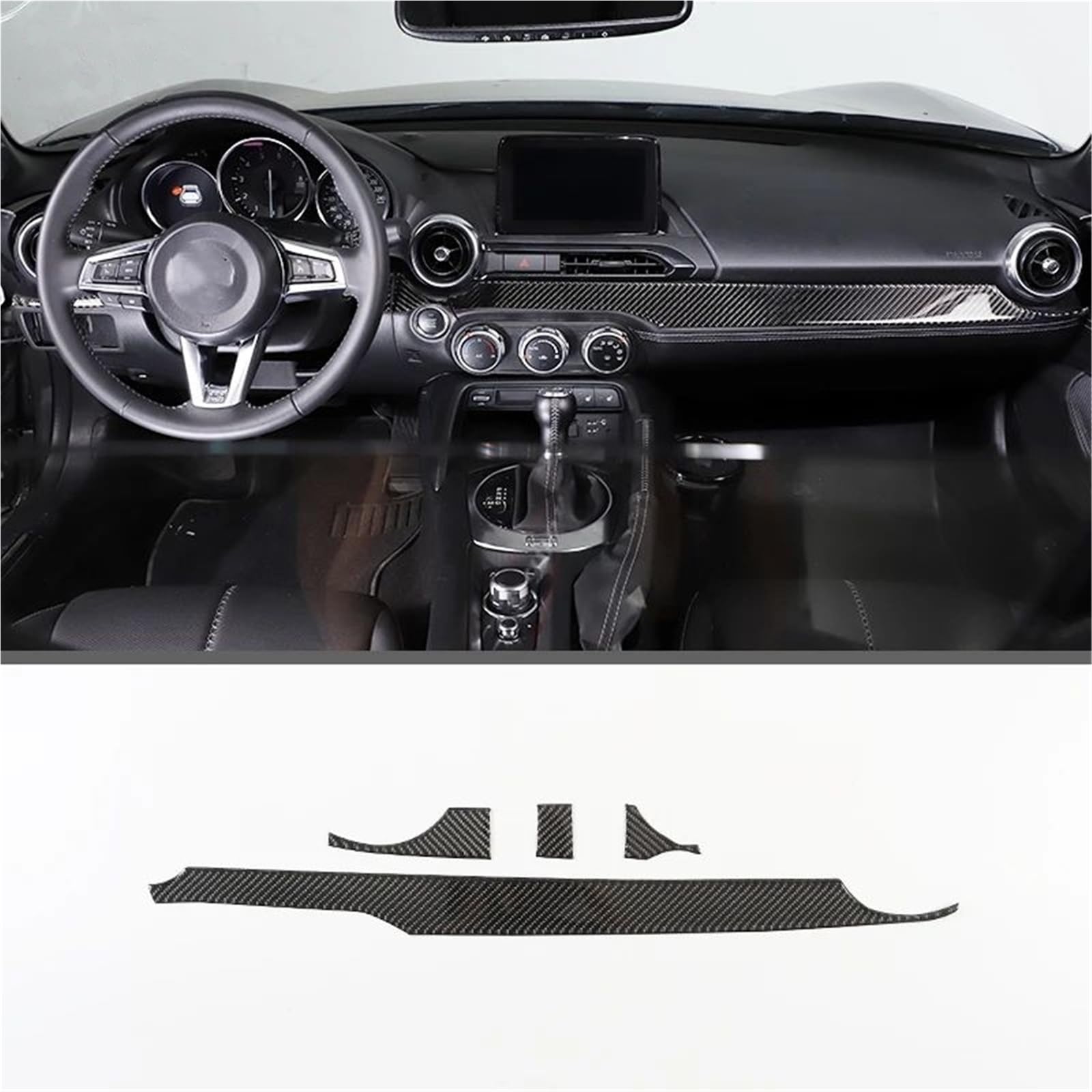 Interieur Dekor Für Mazda Für MX-5 2016-2023 Weiche Carbon Faser Getriebe Shift Rahmen Fenster Lift Griff Schüssel Abdeckung Trim Interieur TüRverkleidungen Dekor(Carbon Texture 31) von QFJFBGGH