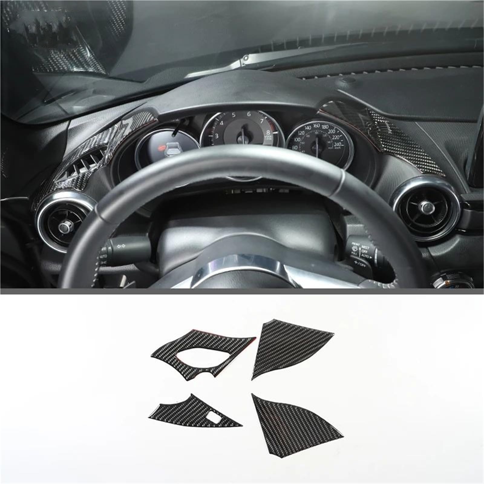 Interieur Dekor Für Mazda Für MX-5 2016-2023 Weiche Carbon Faser Getriebe Shift Rahmen Fenster Lift Griff Schüssel Abdeckung Trim Interieur TüRverkleidungen Dekor(Carbon Texture 33) von QFJFBGGH