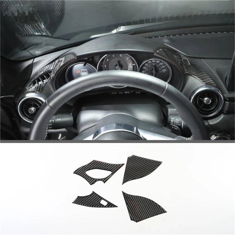 Interieur Dekor Für Mazda Für MX-5 2016-2023 Weiche Carbon Faser Getriebe Shift Rahmen Fenster Lift Griff Schüssel Abdeckung Trim Interieur TüRverkleidungen Dekor(Carbon Texture 33) von QFJFBGGH