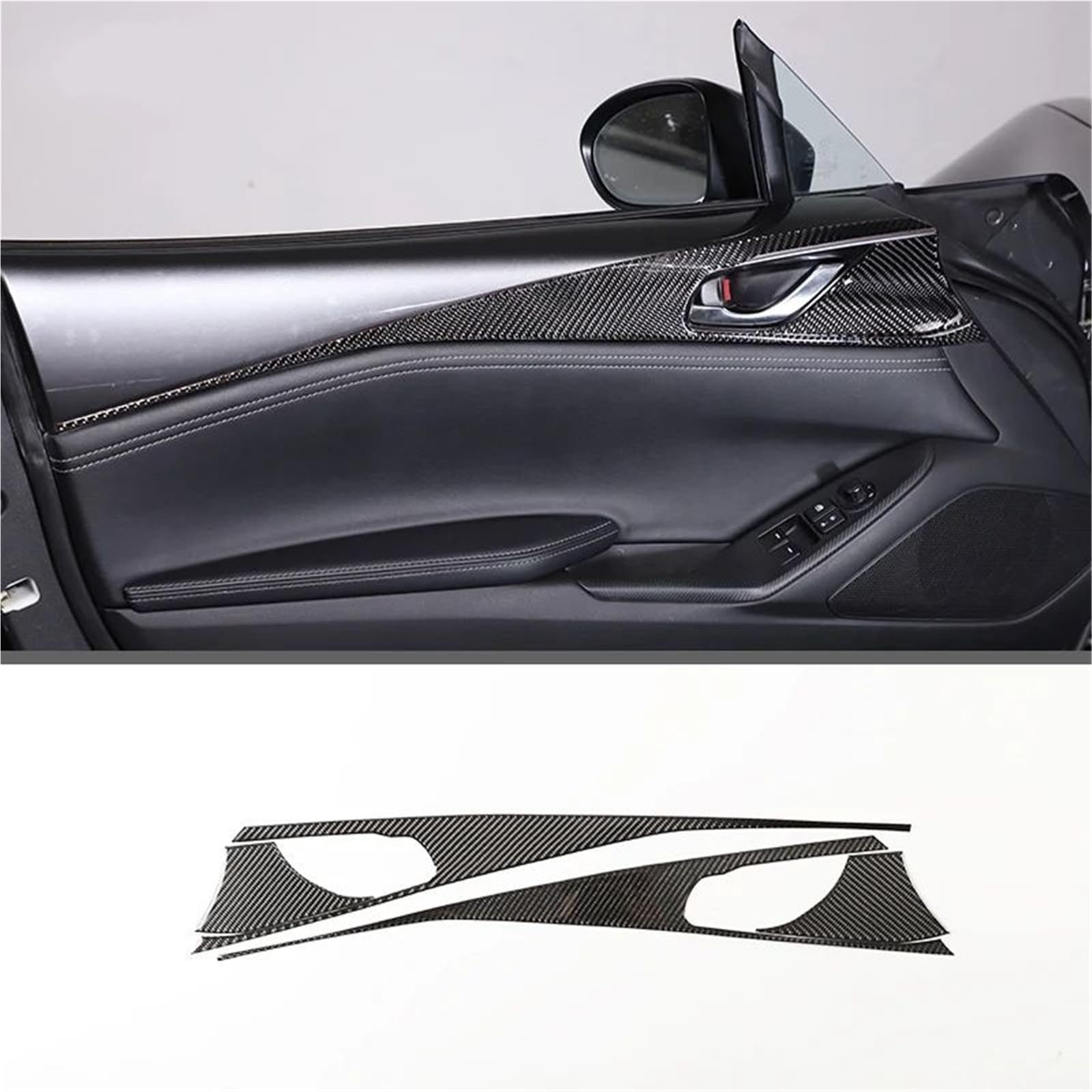 Interieur Dekor Für Mazda Für MX-5 2016-2023 Weiche Carbon Faser Getriebe Shift Rahmen Fenster Lift Griff Schüssel Abdeckung Trim Interieur TüRverkleidungen Dekor(Carbon Texture 34) von QFJFBGGH