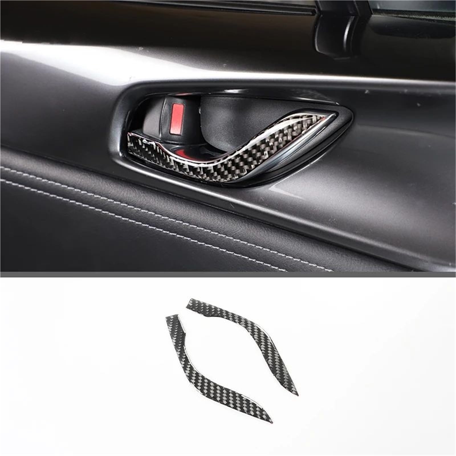 Interieur Dekor Für Mazda Für MX-5 2016-2023 Weiche Carbon Faser Getriebe Shift Rahmen Fenster Lift Griff Schüssel Abdeckung Trim Interieur TüRverkleidungen Dekor(Carbon Texture 9) von QFJFBGGH