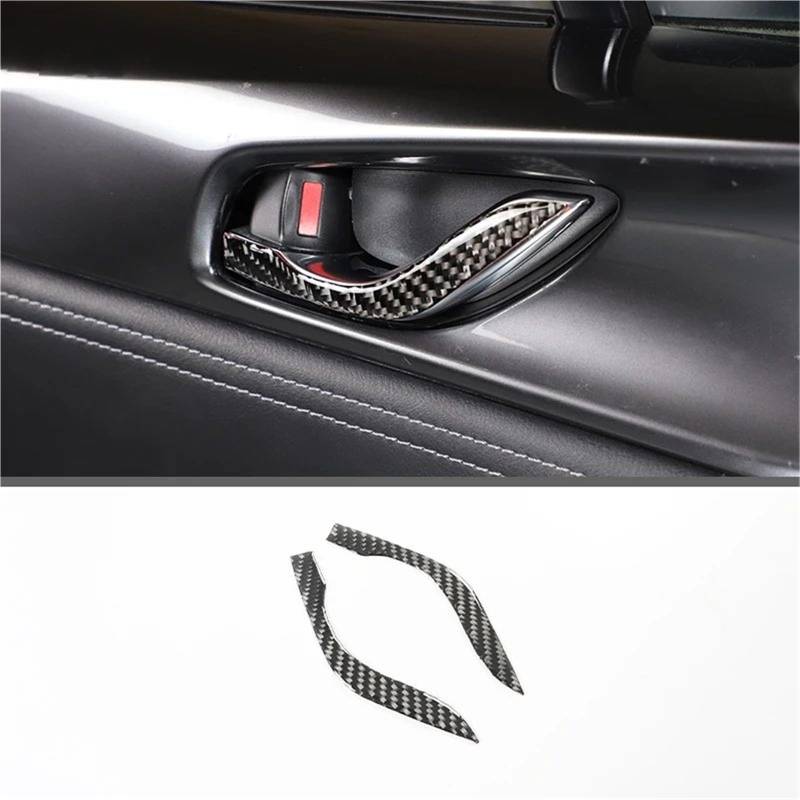 Interieur Dekor Für Mazda Für MX-5 2016-2023 Weiche Carbon Faser Getriebe Shift Rahmen Fenster Lift Griff Schüssel Abdeckung Trim Interieur TüRverkleidungen Dekor(Carbon Texture 9) von QFJFBGGH
