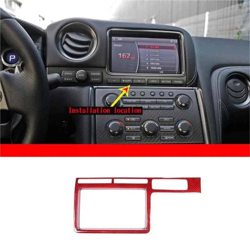 Interieur Dekor Für Nissan Für GTR R35 2008-2016 Kohlefaser-Auto Zentralsteuerung Navigationsbildschirm Dekorativer Rahmenaufkleber Interieur TüRverkleidungen Dekor(Rot) von QFJFBGGH