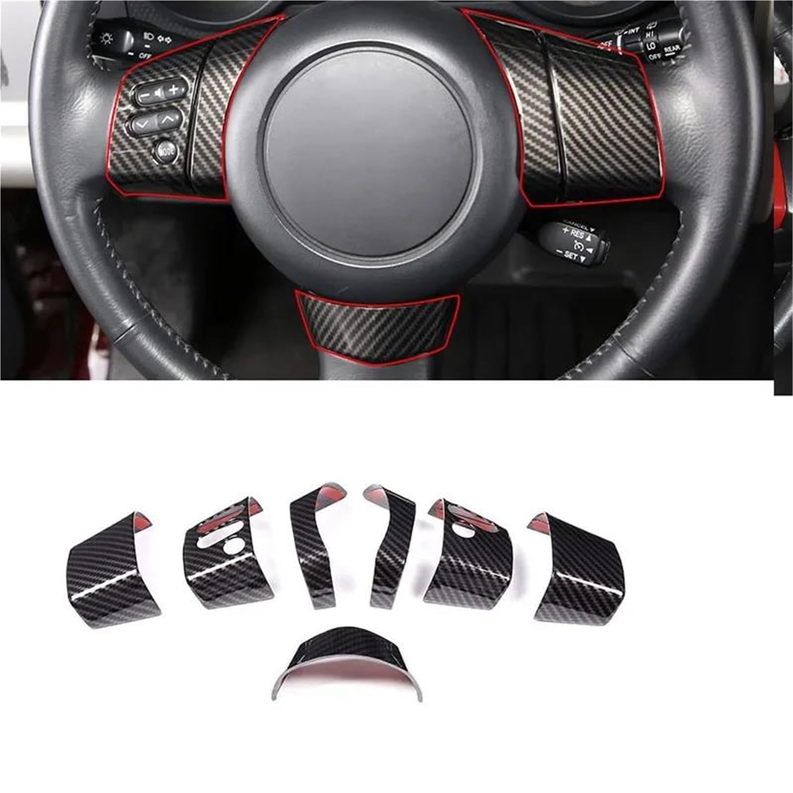 Interieur Dekor Für Toyota Für FJ Cruiser 2007-2021 ABS Lenkrad Knopf Dekoration Abdeckung Aufkleber Innendekoration Interieur TüRverkleidungen Dekor(Carbon pattern) von QFJFBGGH