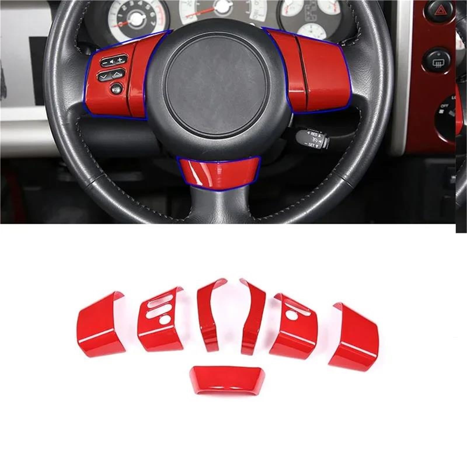 Interieur Dekor Für Toyota Für FJ Cruiser 2007-2021 ABS Lenkrad Knopf Dekoration Abdeckung Aufkleber Innendekoration Interieur TüRverkleidungen Dekor(Mattschwarz) von QFJFBGGH