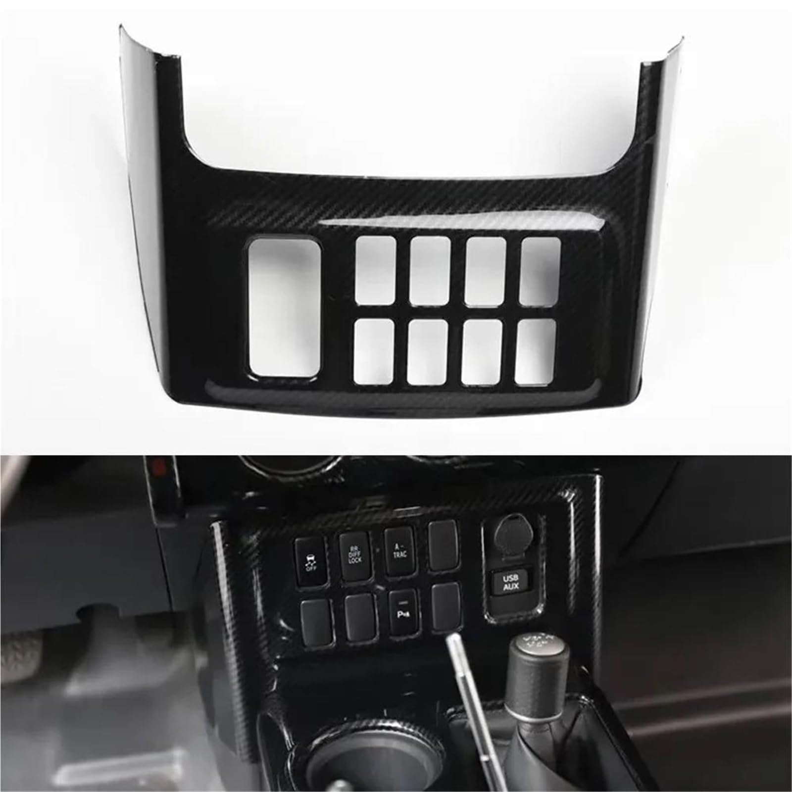 Interieur Dekor Für Toyota Für FJ Cruiser LHD Auto Zigarettenanzünder Panel Abdeckung Aufkleber ABS Trim Innenausstattung Interieur TüRverkleidungen Dekor(Carbon Pattern) von QFJFBGGH