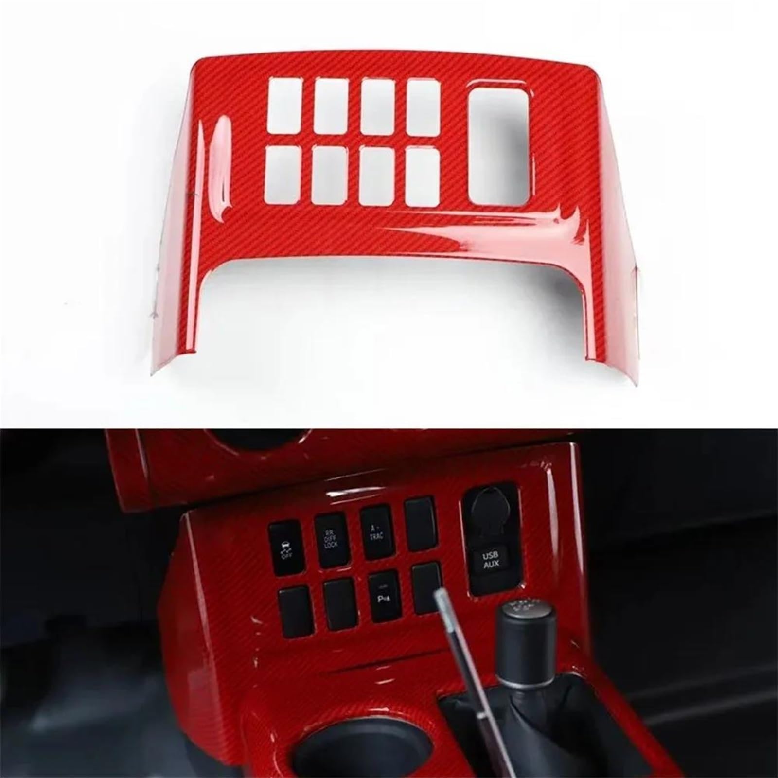 Interieur Dekor Für Toyota Für FJ Cruiser LHD Auto Zigarettenanzünder Panel Abdeckung Aufkleber ABS Trim Innenausstattung Interieur TüRverkleidungen Dekor(Carbon Red) von QFJFBGGH