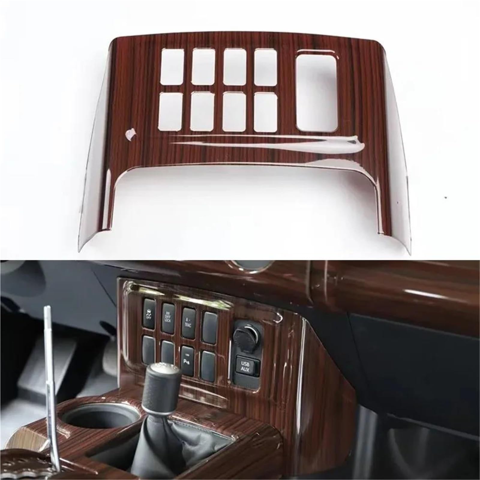 Interieur Dekor Für Toyota Für FJ Cruiser LHD Auto Zigarettenanzünder Panel Abdeckung Aufkleber ABS Trim Innenausstattung Interieur TüRverkleidungen Dekor(Wood Color) von QFJFBGGH