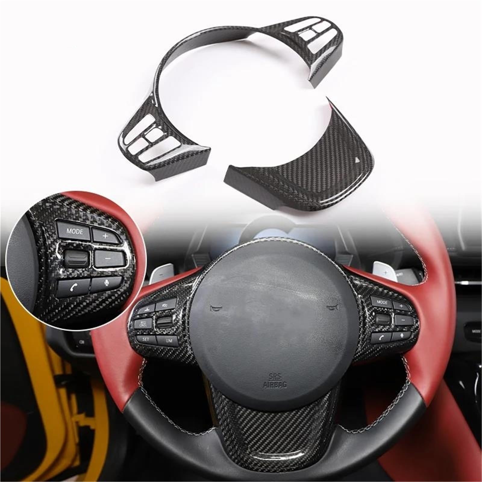 Interieur Dekor Für Toyota Für GR Supra Für A90 2019-2022 Auto-Styling Lenkrad Dekorativer Rahmenaufkleber 2 Stück Interieur TüRverkleidungen Dekor(Style 1) von QFJFBGGH