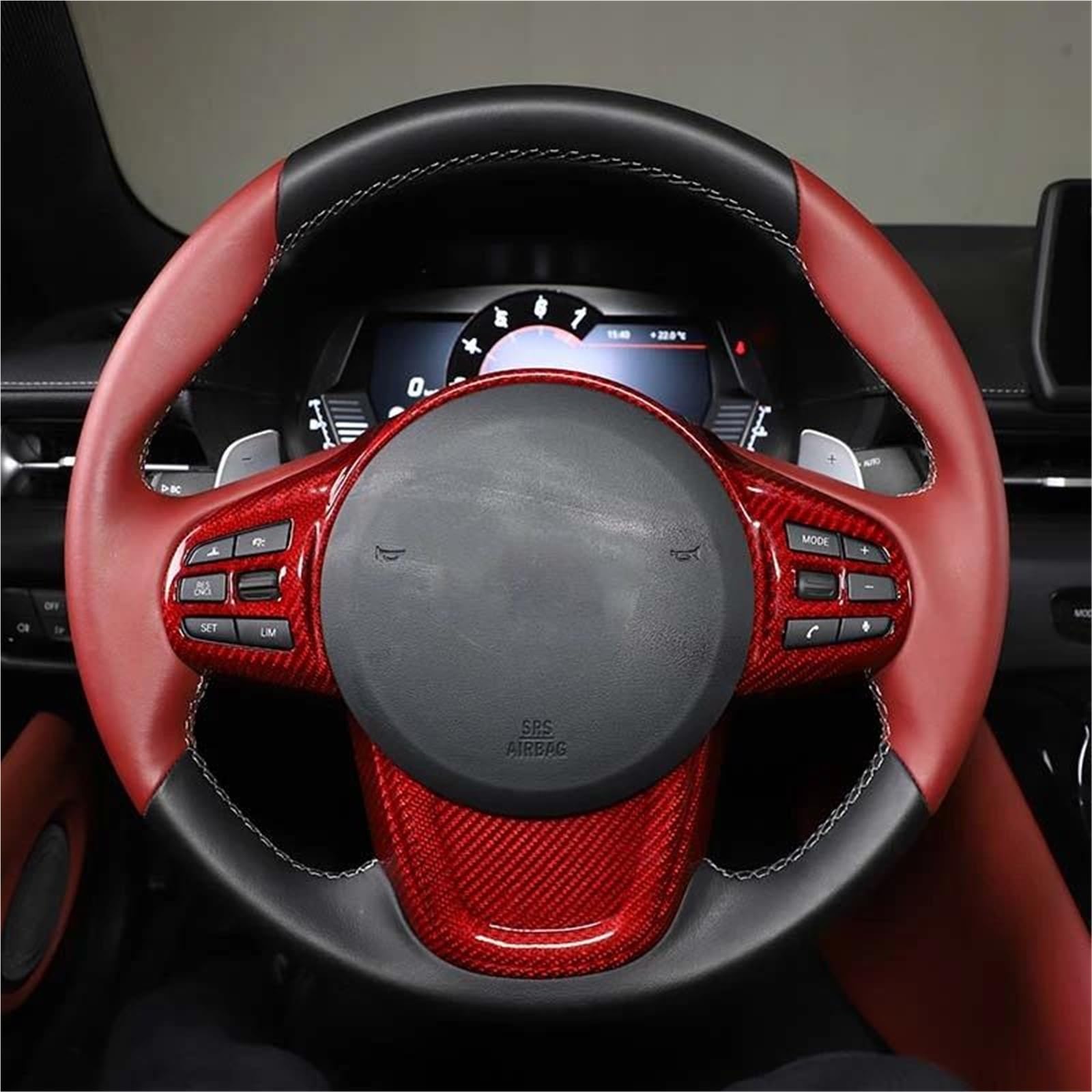 Interieur Dekor Für Toyota Für GR Supra Für A90 2019-2022 Auto-Styling Lenkrad Dekorativer Rahmenaufkleber 2 Stück Interieur TüRverkleidungen Dekor(Style 2) von QFJFBGGH