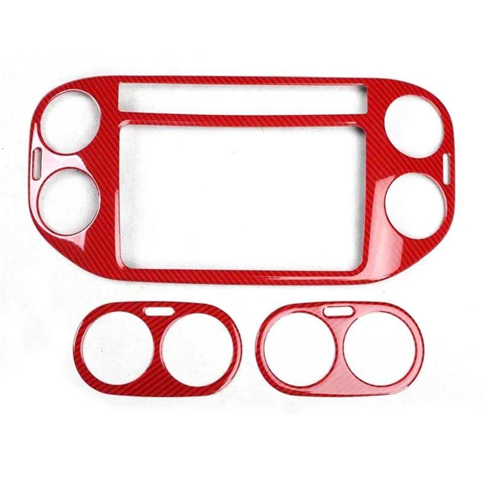 Interieur Dekor Für VW Für Tiguan 2010-2014 Auto-Armaturenbrett-Entlüftungsabdeckungsrahmen Autoverkleidung Innenausstattung 3 Teile Interieur TüRverkleidungen Dekor(Rot) von QFJFBGGH