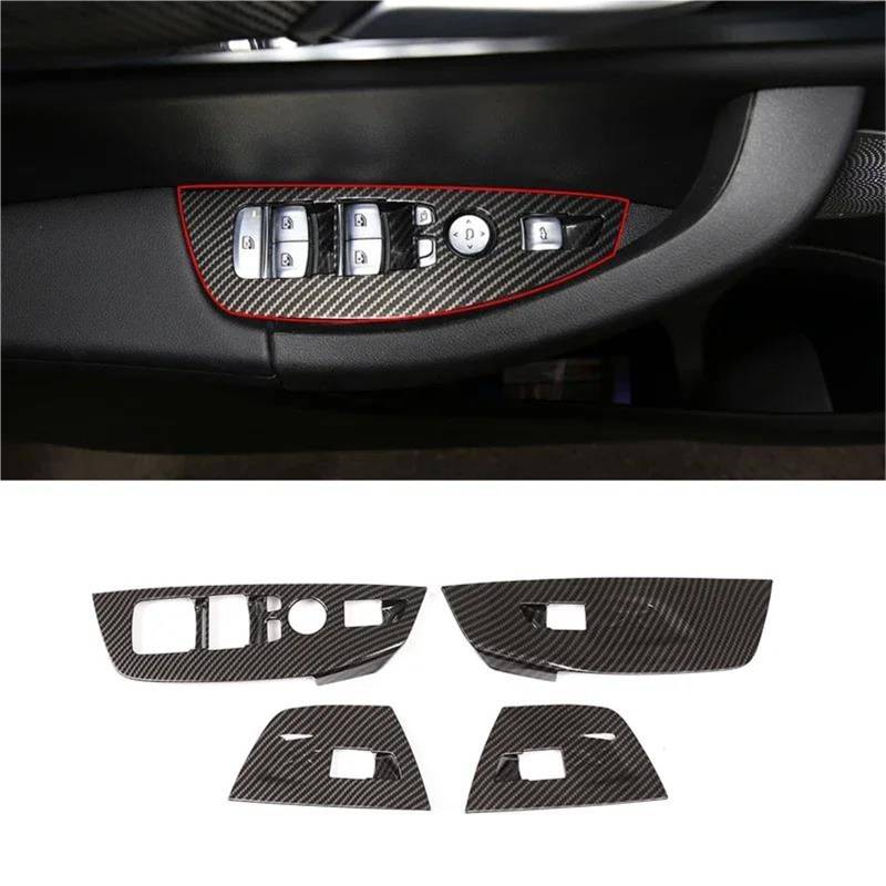 Interieur Dekor Für X3 X4 G01 G02 2018-2020 ABS Auto Glas Lift Schalter Taste Rahmen Aufkleber Auto Innen Teile LHD Interieur TüRverkleidungen Dekor(Carbon Pattern) von QFJFBGGH