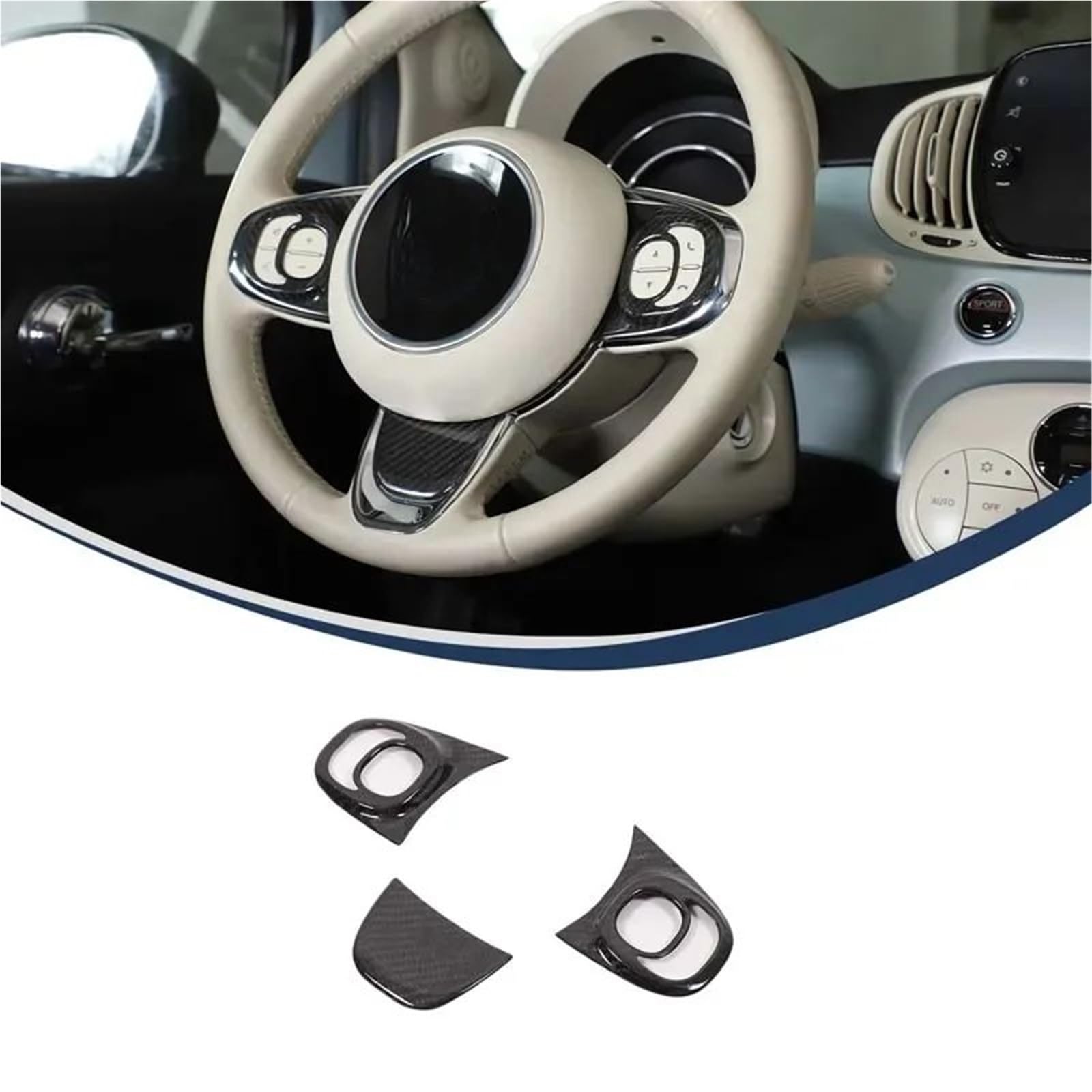 Interieur Dekor Hartkohlefaser-Aufkleber Für Fiat 500 2021 2022 2023 Lenkradverkleidungsrahmen Autozubehör Interieur TüRverkleidungen Dekor Interieur Dekor Hartkohlefaser-Aufkleber Für Fiat 500 2021 2022 2023 Lenkradverkleidungsrahmen Autozubehör Interieur TüRverkleidungen Dekor von QFJFBGGH