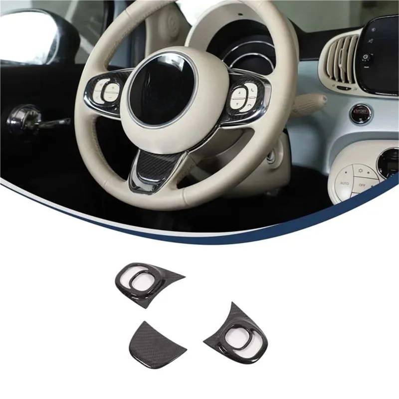 Interieur Dekor Hartkohlefaser-Aufkleber Für Fiat 500 2021 2022 2023 Lenkradverkleidungsrahmen Autozubehör Interieur TüRverkleidungen Dekor von QFJFBGGH