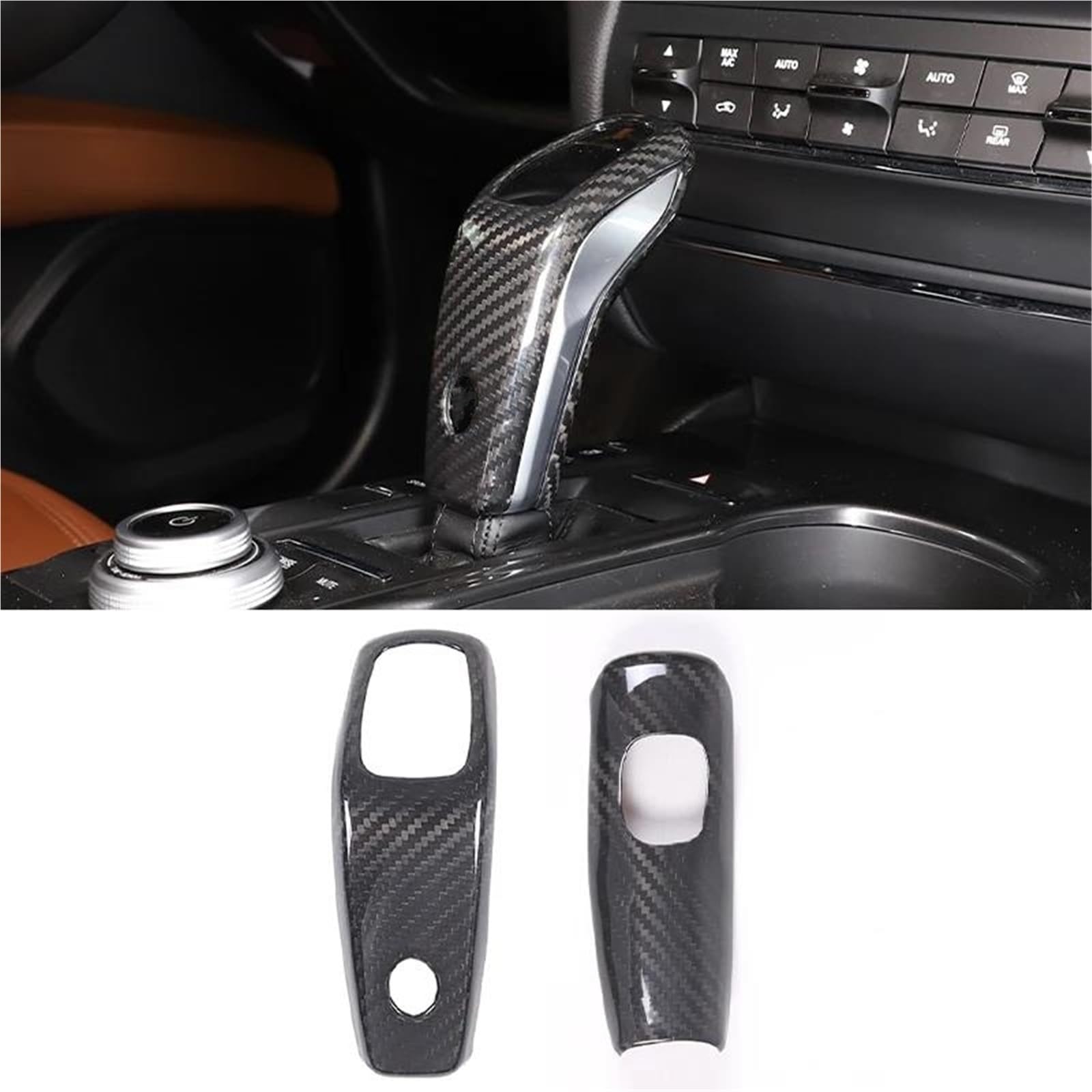 Interieur Dekor Innenausstattung Schalthebel Kopf Knopf Abdeckung Dekoration Für Maserati Für Levante Für Ghibli Für Quattroporte Interieur TüRverkleidungen Dekor(Gloss Carbon) von QFJFBGGH