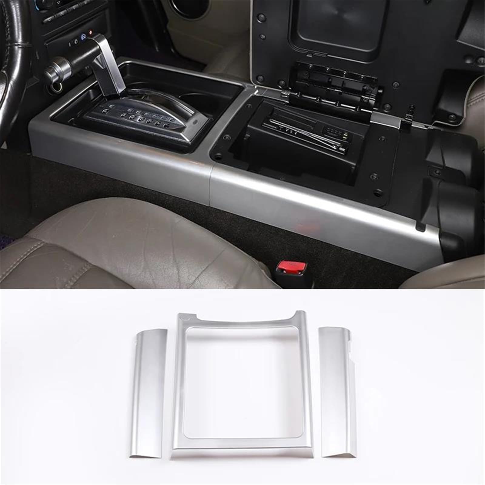 Interieur Dekor Mittelkonsole Schalthebelrahmen Dekoration Abdeckung Verkleidung Für Hummer Für H2 2003-2007 ABS Auto Innenraum Interieur TüRverkleidungen Dekor(Silber) von QFJFBGGH
