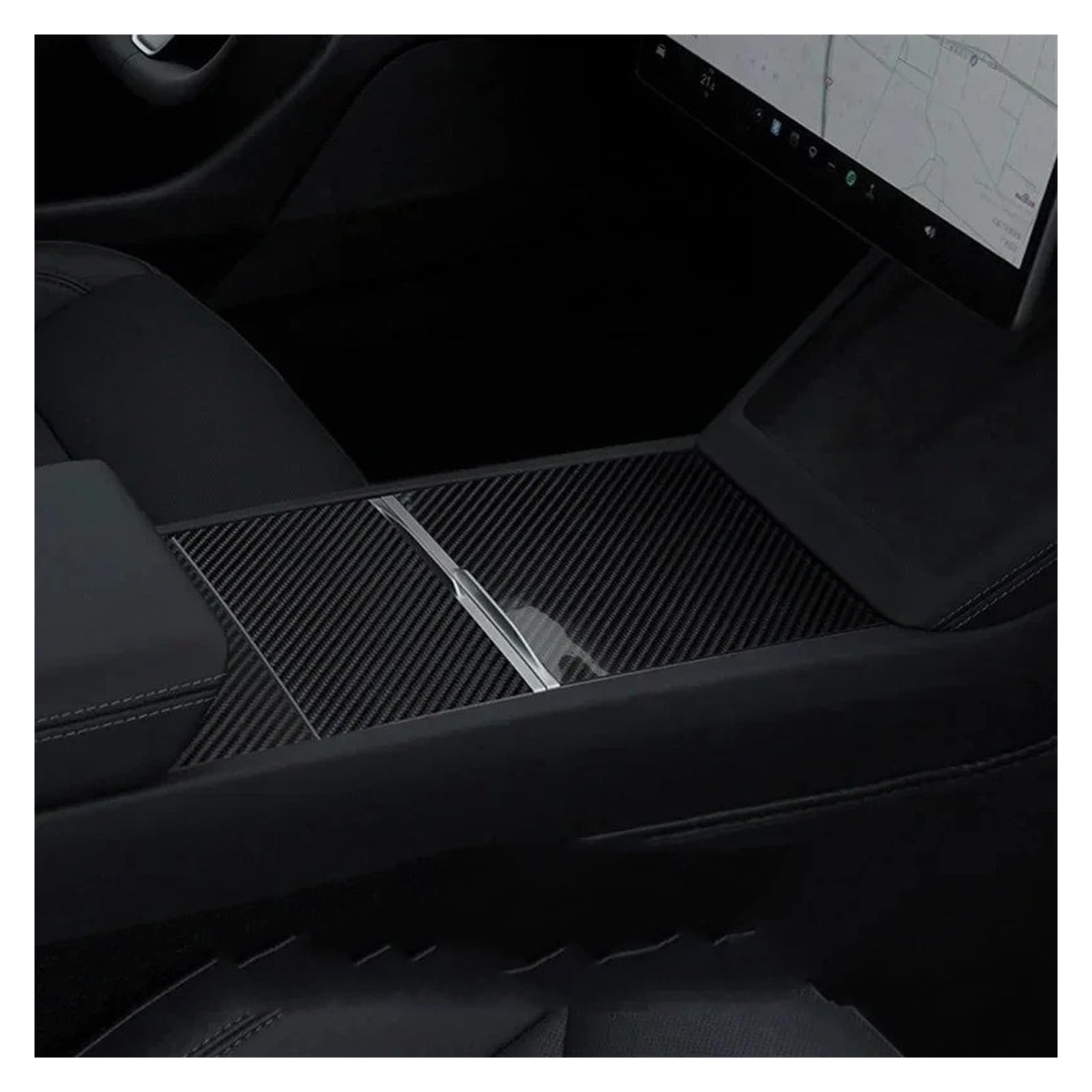 Mittelkonsolen-Abdeckung Für Tesla Für Modell 3 Y 2021-24 Highland Central Control Push-Pull Verwenden Real Carbon Fiber Ultradünne Mittelkonsolenabdeckung Armaturenbrett-Abdeckung(Bright) von QGBKLZNZHP