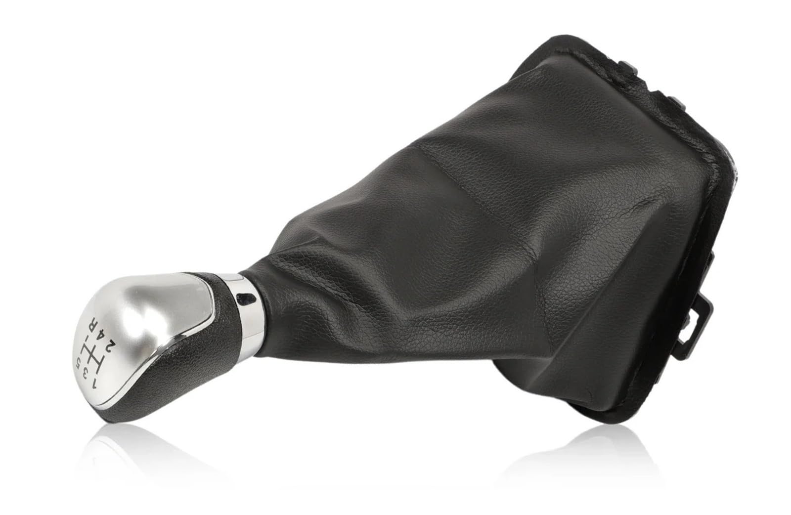 Schaltknauf Schalthebel Für Ford Für Fiesta Für MK5 2008 Für MK6 2008-2012 1556845 8A6R7H409MA 5 Geschwindigkeiten Silber/Schwarz Leder Schalthebelmanschette Auto Schaltknauf(Silver) von QGBKLZNZHP