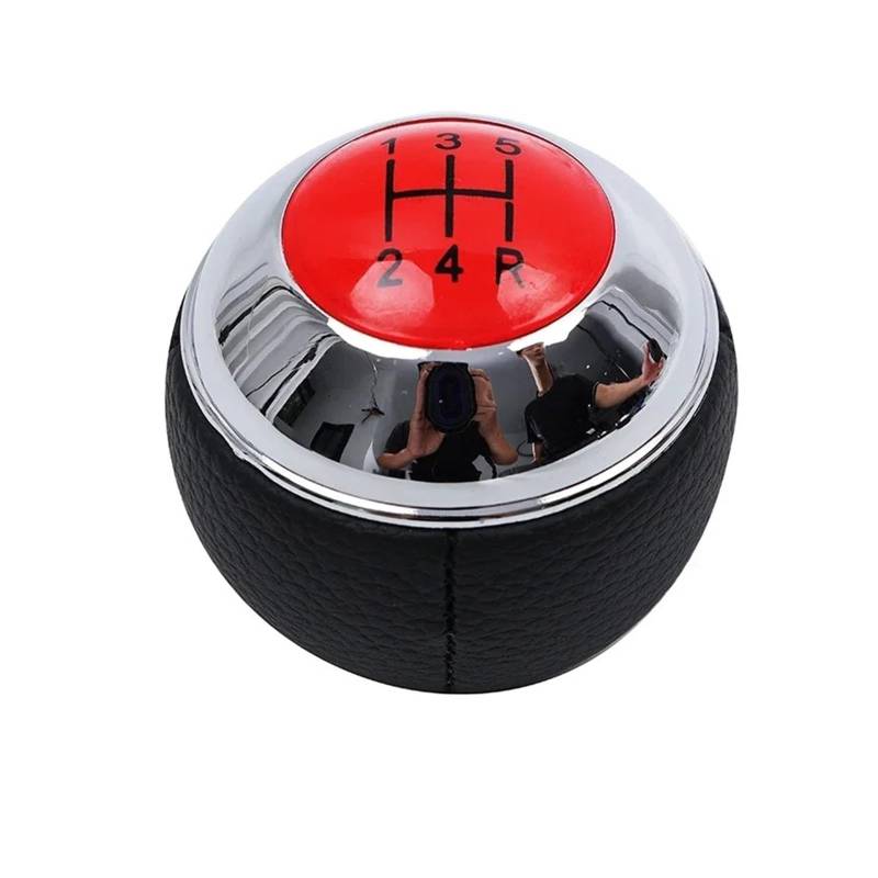 Schaltknauf Schalthebel Für Mini R50 2000-2006 Für Cabrio R52 R53 Für Cooper 2002-2008 5/6 Gang Auto Schaltknauf PU Leder Hebel Shifter Stift Griff Auto Schaltknauf(Red 5Speed) von QGBKLZNZHP