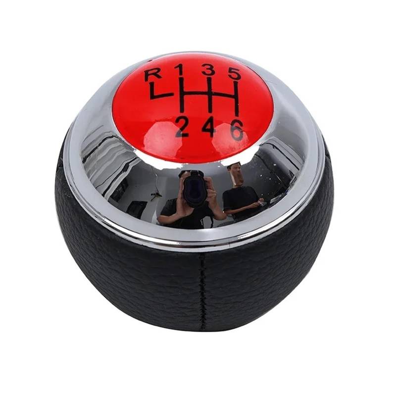 Schaltknauf Schalthebel Für Mini R50 2000-2006 Für Cabrio R52 R53 Für Cooper 2002-2008 5/6 Gang Auto Schaltknauf PU Leder Hebel Shifter Stift Griff Auto Schaltknauf(Red 6Speed) von QGBKLZNZHP