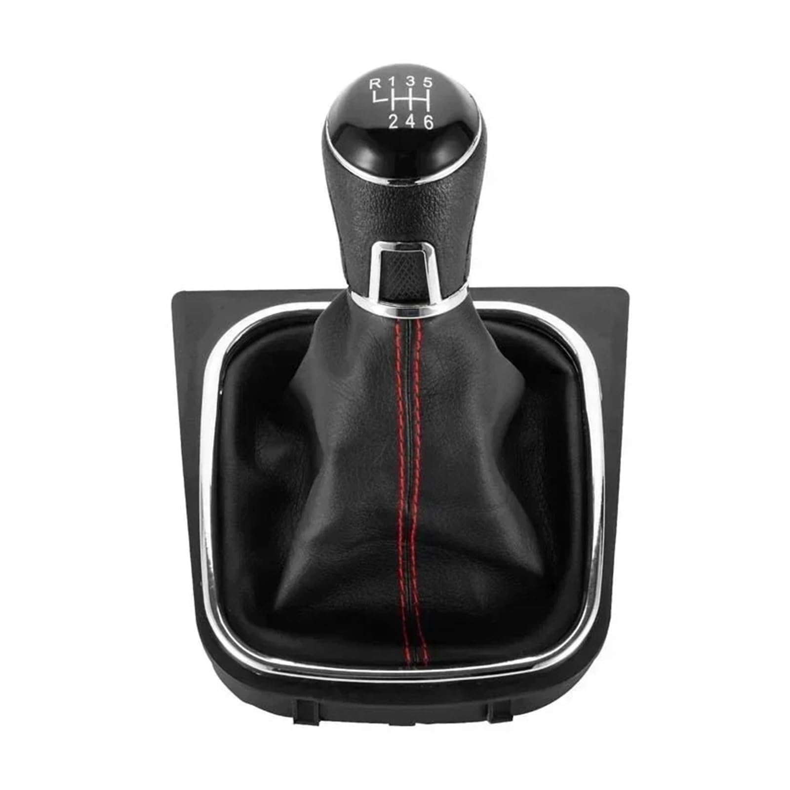 Schaltknauf Schalthebel Für VW Für Golf 5 Für Golf 6 Für Jetta V VI Für Scirocco 5/6 Geschwindigkeit Schaltknauf Hebel Boot Gaitor Schwarz Leder Set Auto Schaltknauf(6 Speed) von QGBKLZNZHP