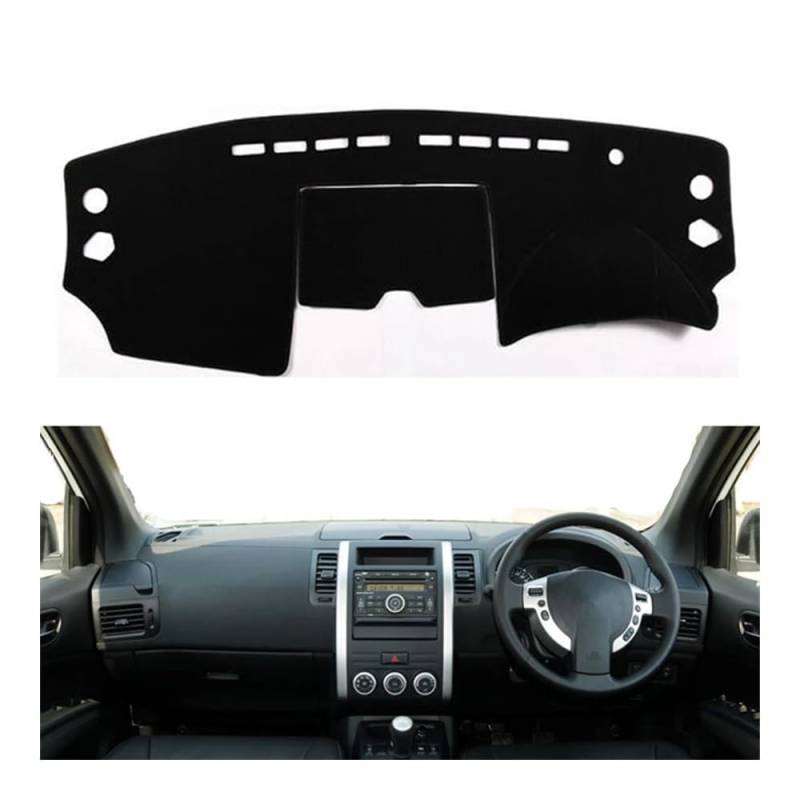 Armaturenbrett-Pad Armaturenbrett Abdeckung Dashmat Matte Pad Auto Styling Sonnenblende Kissen Teppich Für N&issan Für X-Trail Für Xtrail T31 2008 2009 2010 2011 2012 2013(Right Hand Drive,Black Edge) von QGBUSQ