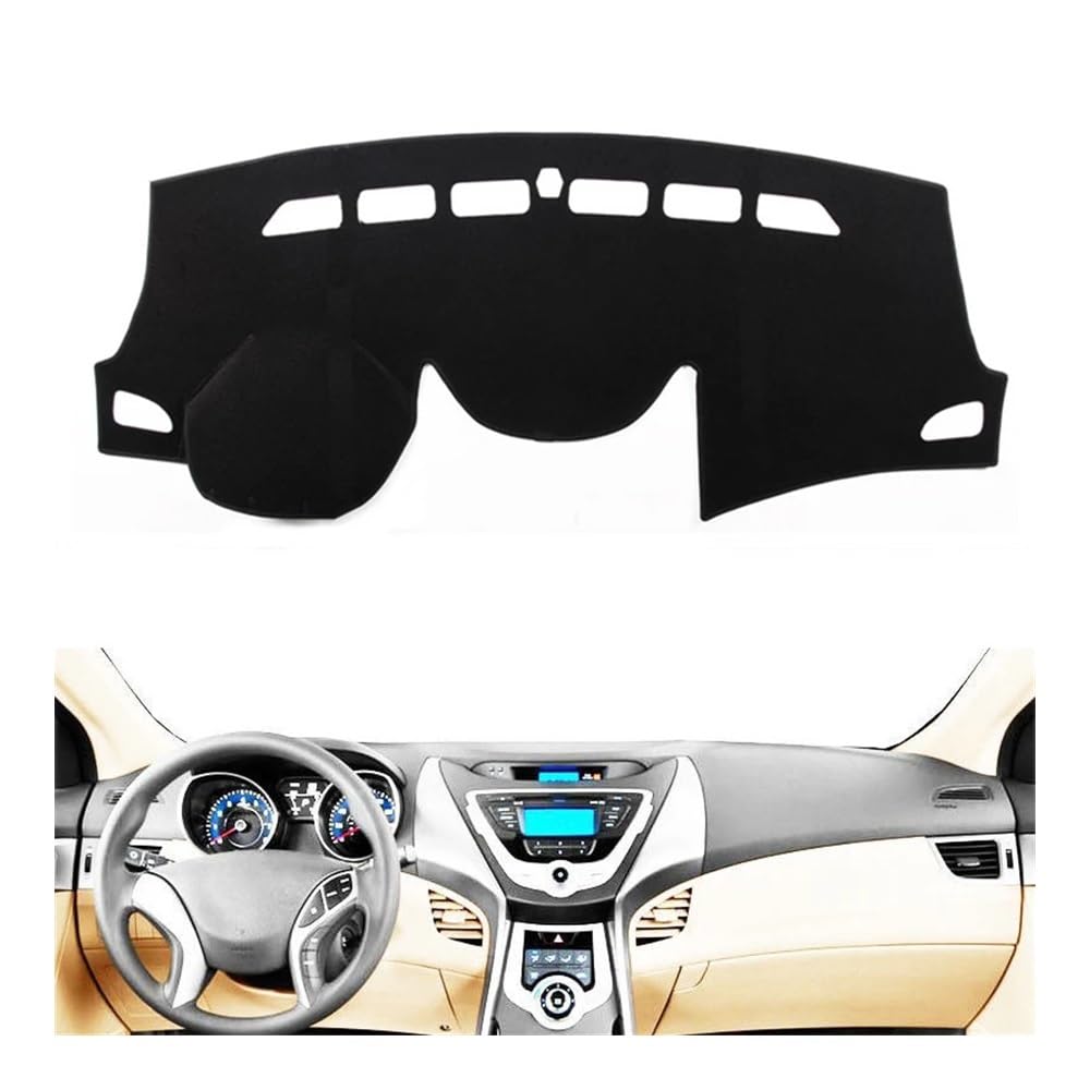 Armaturenbrett-Pad Armaturenbrett Abdeckung Matte Pad Dashmat Sonnenschutz Teppich Zubehör Für Hyun&dai I35 Elantra Avante 2011-2015 MD/UD(Left Hand Drive,Black Edge) von QGBUSQ