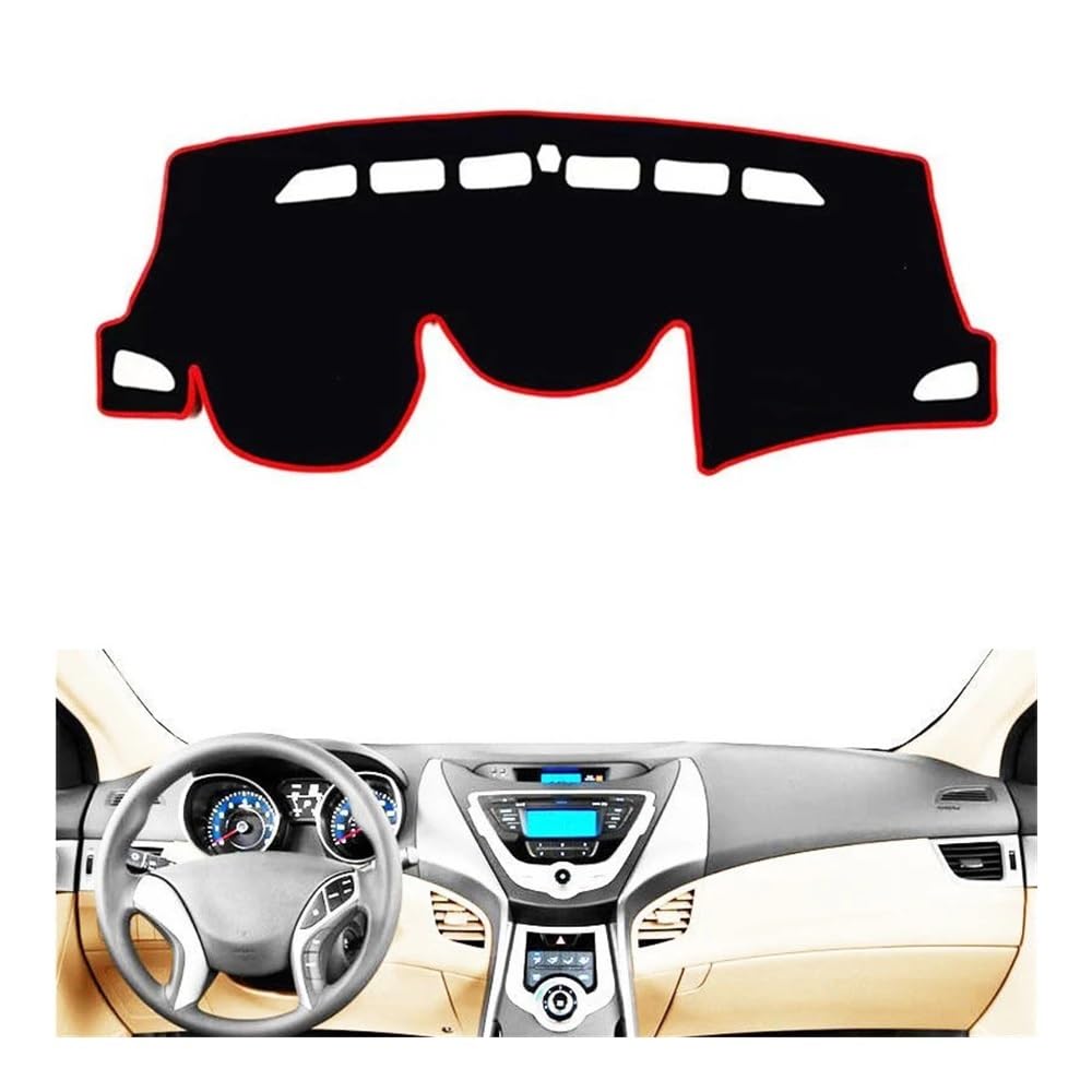 Armaturenbrett-Pad Armaturenbrett Abdeckung Matte Pad Dashmat Sonnenschutz Teppich Zubehör Für Hyun&dai I35 Elantra Avante 2011-2015 MD/UD(Left Hand Drive,Red Edge) von QGBUSQ