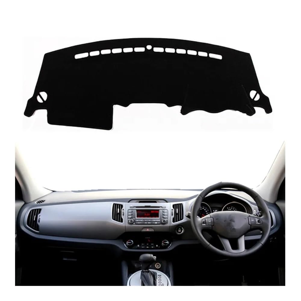 Armaturenbrett-Pad Armaturenbrett Abdeckung Matte Teppich Sonnenschutz Schützen Teppich Kissen Auto Für Kia Für Sportage R 2011 2012 2013 2014 2015(Right Hand Drive,Black Edge) von QGBUSQ
