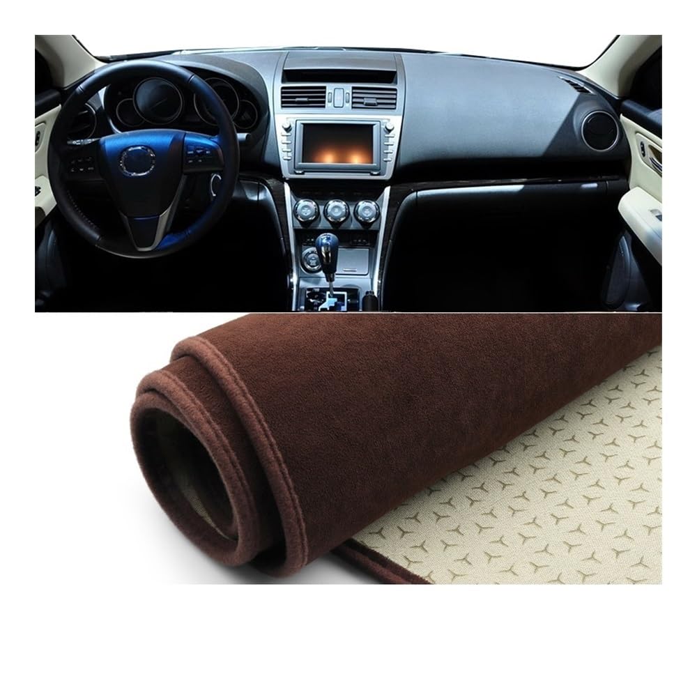 Armaturenbrett-Pad Auto Armaturenbrett Abdeckung Matte Dash Board Sonnenschutz Pad Non-Slip Mat Schutz Für Maz&da 6 GH 2008 2009 2010 2011 2012(B LHD Brown) von QGBUSQ