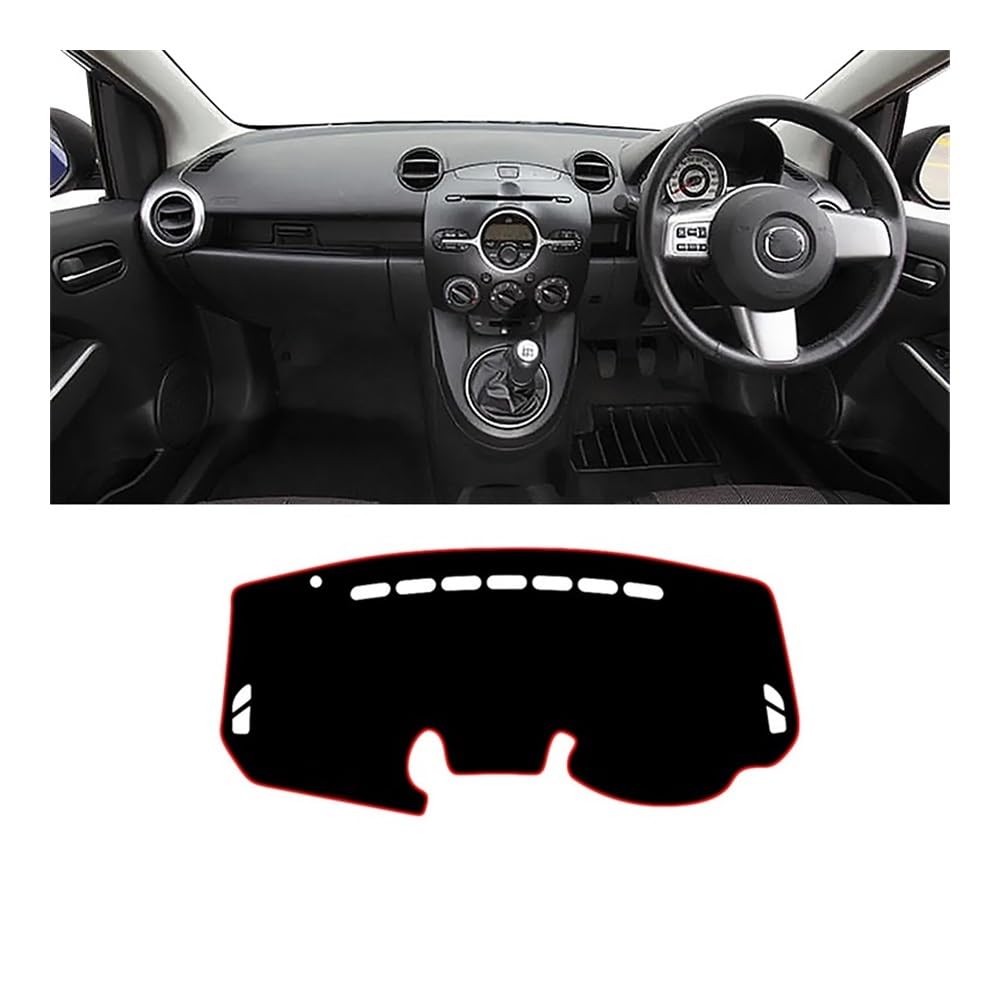Armaturenbrett-Pad Auto-Armaturenbrett-Abdeckung Sonnenschutz Licht Vermeiden Rutschfeste Matte Für Maz&da 2 Mazda2 Demio 2007 2008 2009 2010 2011 2012 2013 2014(A RHD Red Side) von QGBUSQ