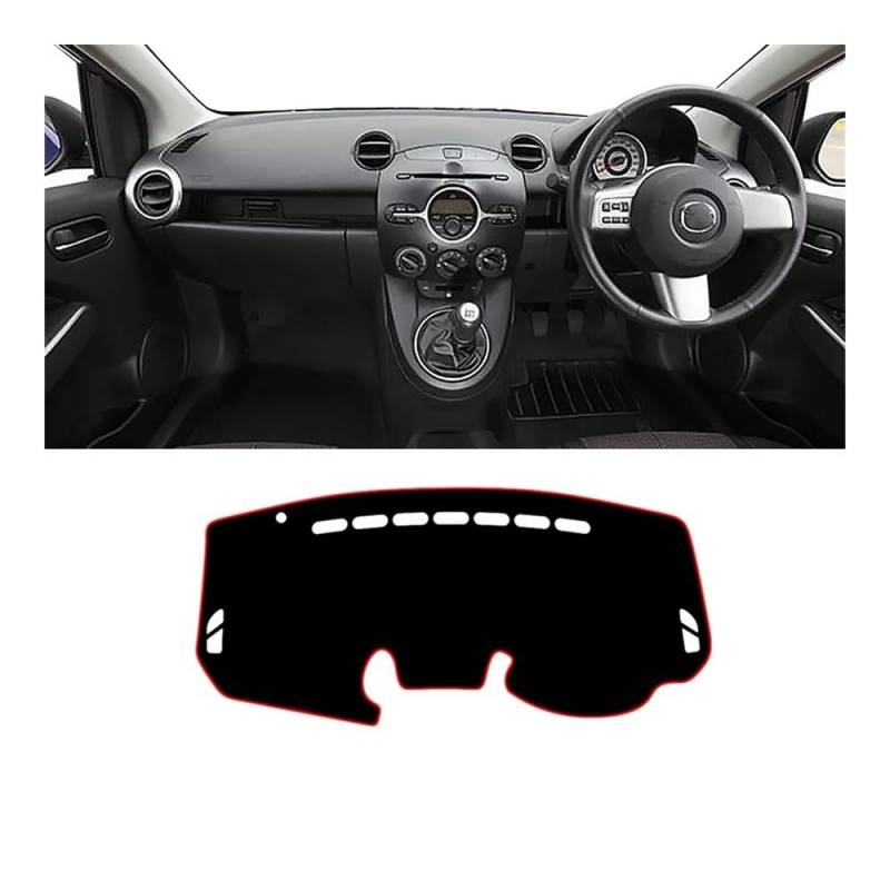 Armaturenbrett-Pad Auto-Armaturenbrett-Abdeckung Sonnenschutz Licht Vermeiden Rutschfeste Matte Für Maz&da 2 Mazda2 Demio 2007 2008 2009 2010 2011 2012 2013 2014(A RHD Red Side) von QGBUSQ
