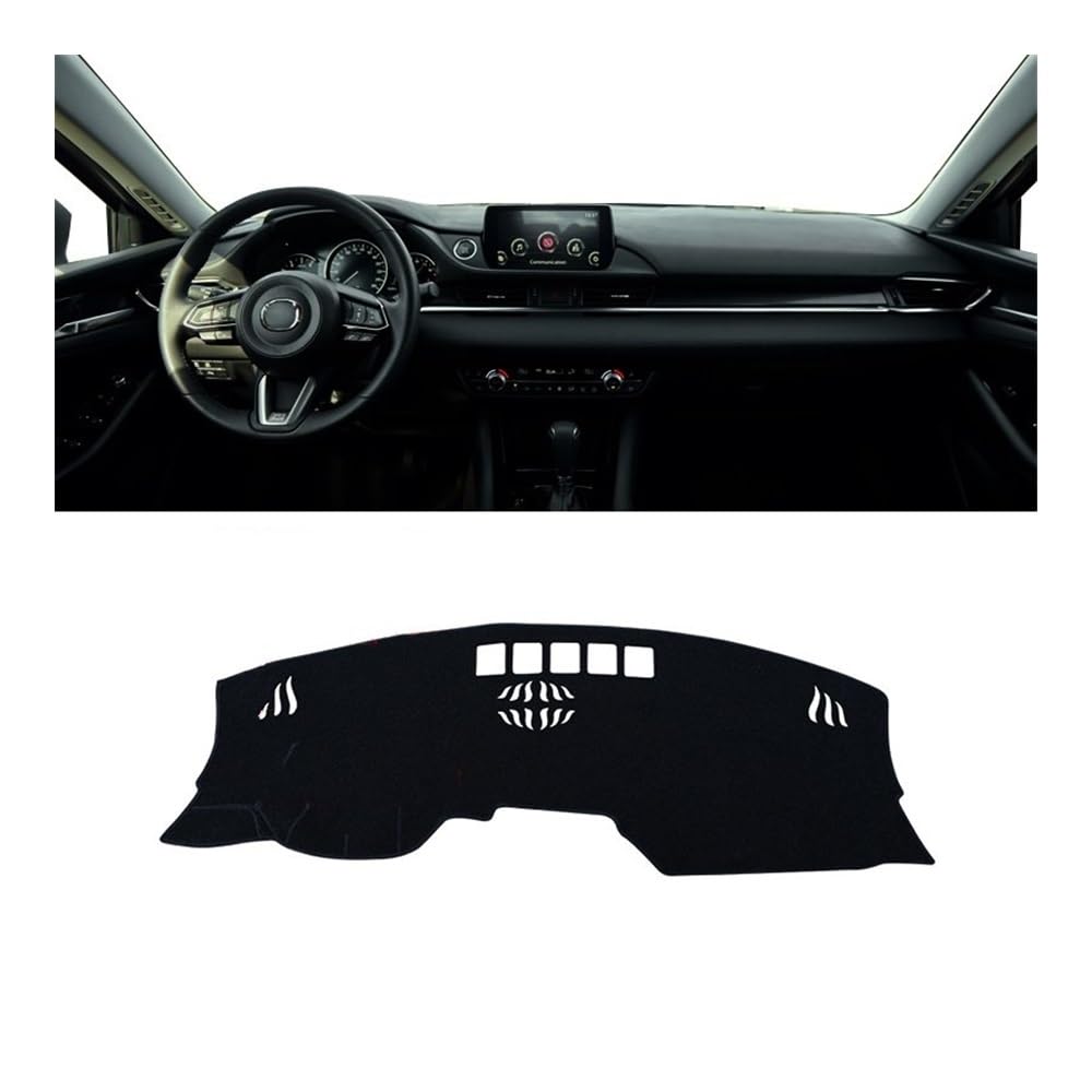 Armaturenbrett-Pad Auto-Armaturenbrett-Abdeckungsmatte Armaturenbrett-Sonnenschutz-Pad Rutschfeste Matte Für Maz&da 6 Atenza GL 2018 2019 2020 2021 2022 2023(A LHD Not HUD Black) von QGBUSQ