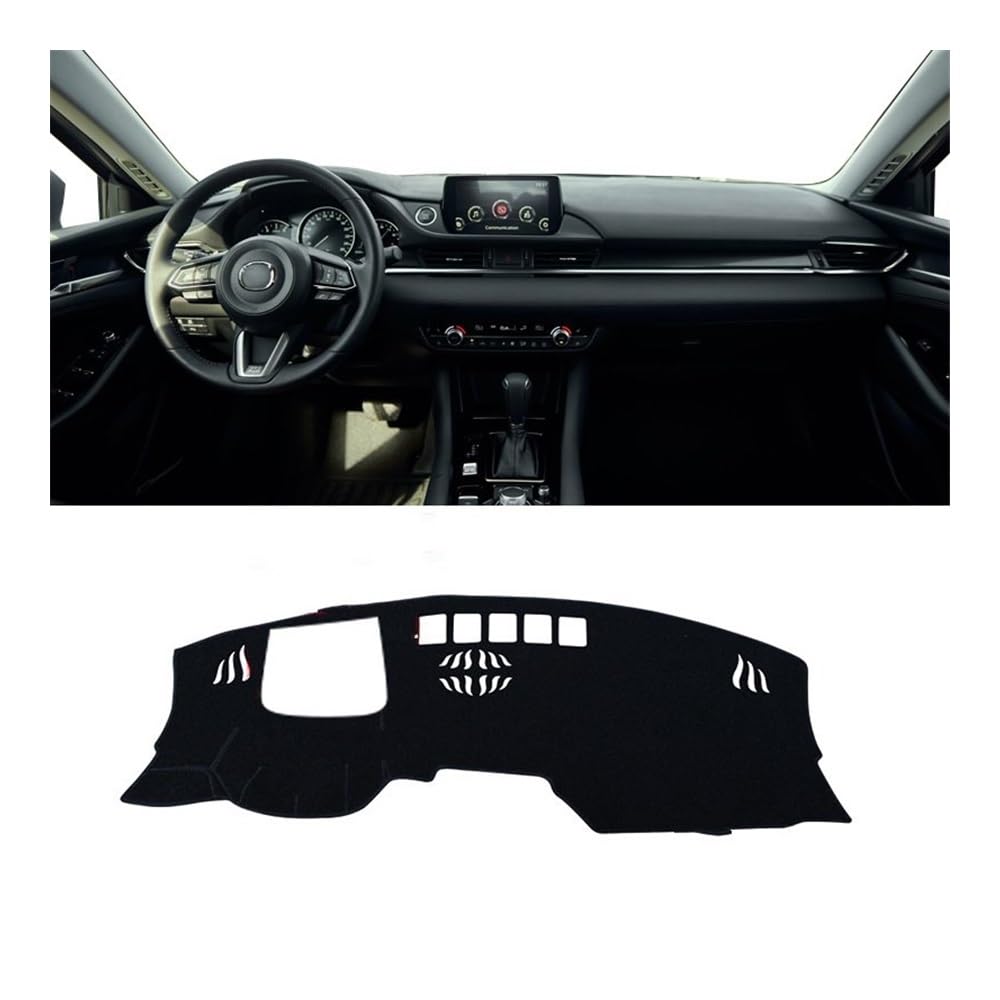 Armaturenbrett-Pad Auto-Armaturenbrett-Abdeckungsmatte Armaturenbrett-Sonnenschutz-Pad Rutschfeste Matte Für Maz&da 6 Atenza GL 2018 2019 2020 2021 2022 2023(A LHD With HUD Black) von QGBUSQ